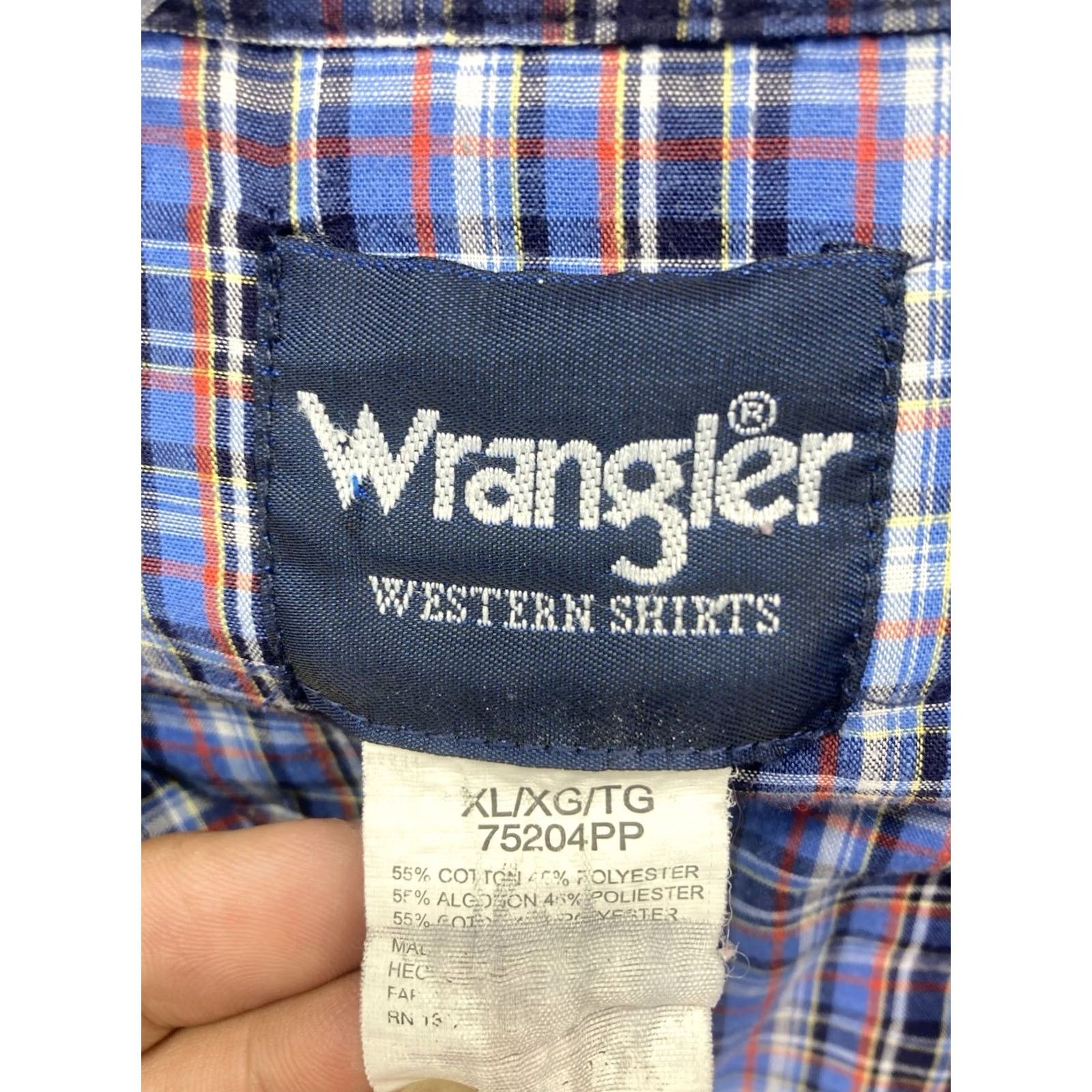 Wrangler VINTAGE Wrangler Pearl Snap Shirt Men XL Blue Plaid Long Sleeve Western Mens Size US XL / EU 56 / 4 - 5 Thumbnail