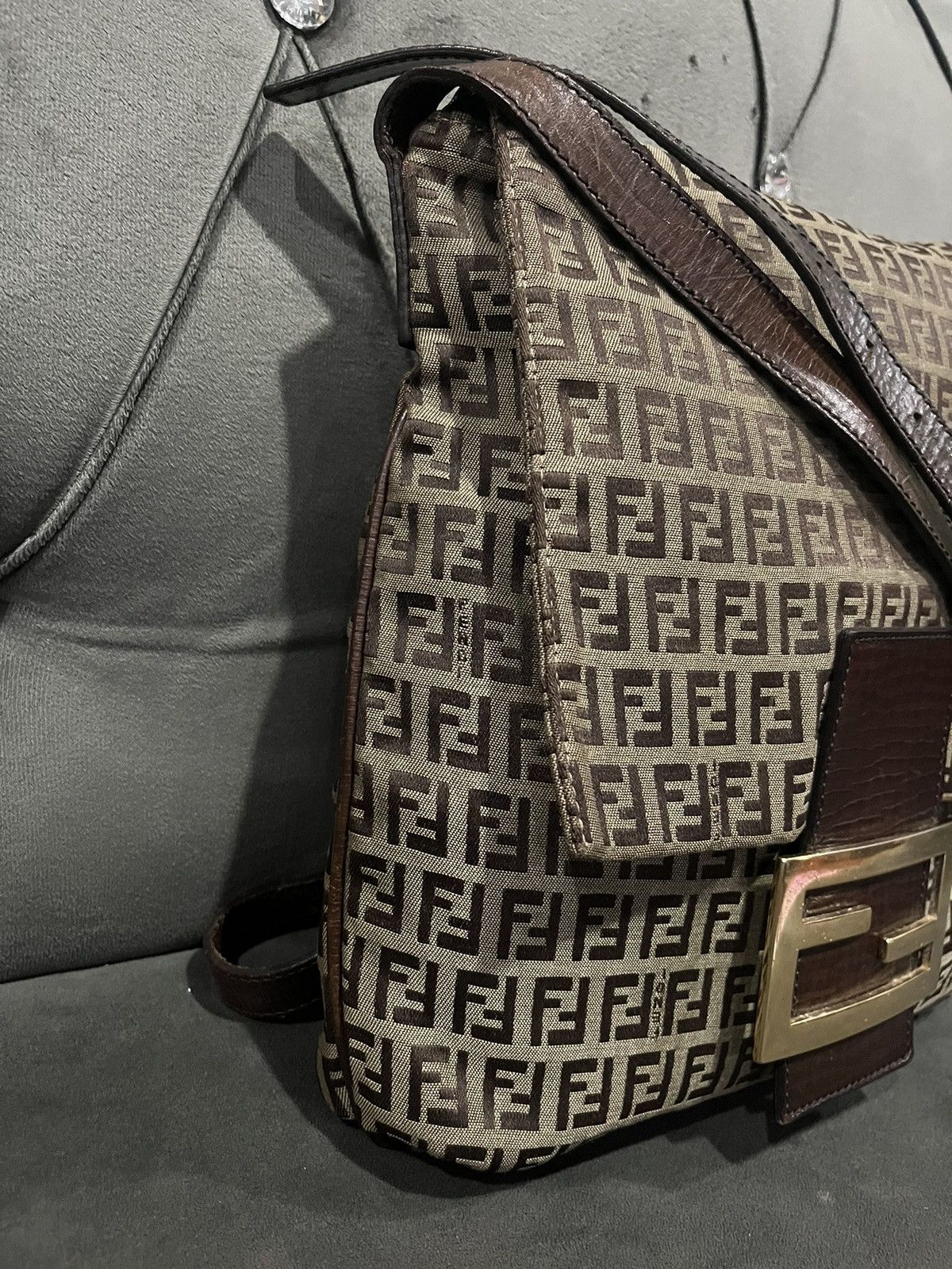Fendi Authentic FENDI Logo Zucca Shoulder Bag Canvas Size ONE SIZE - 3 Thumbnail