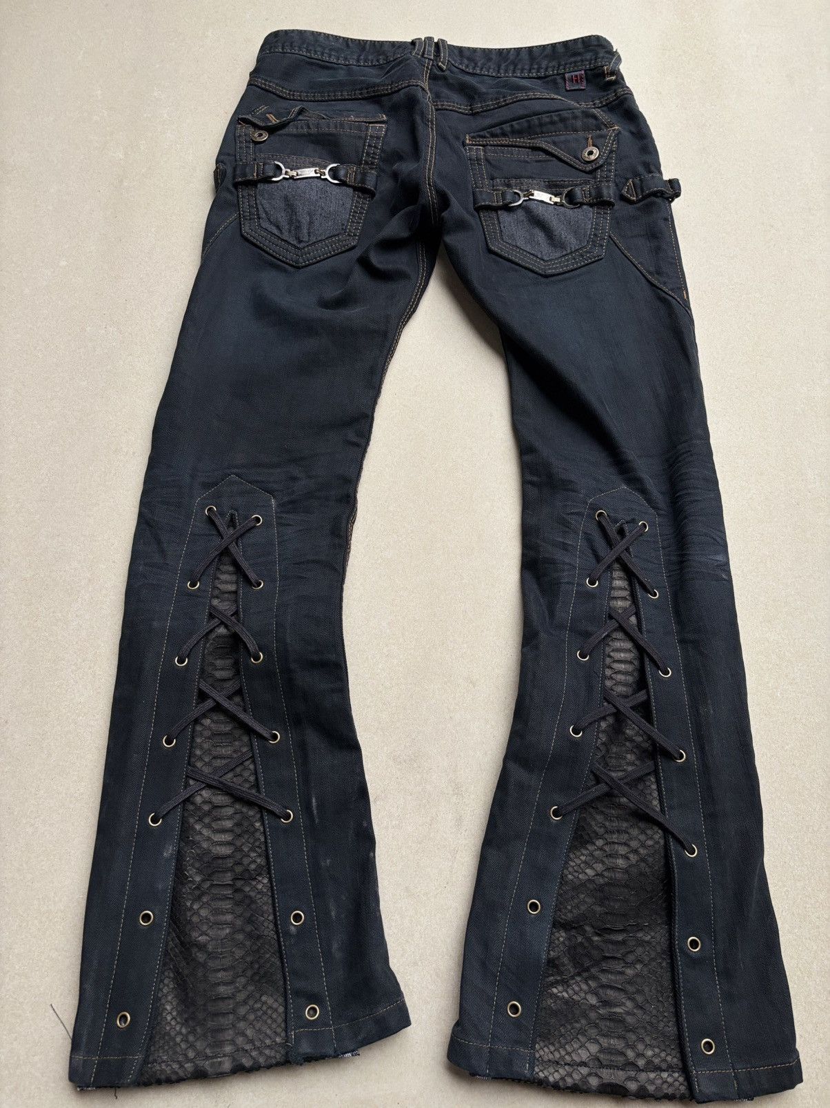Japanese Brand HIDEAWAYS lace-up flare jeans Size US 29 - 3 Thumbnail