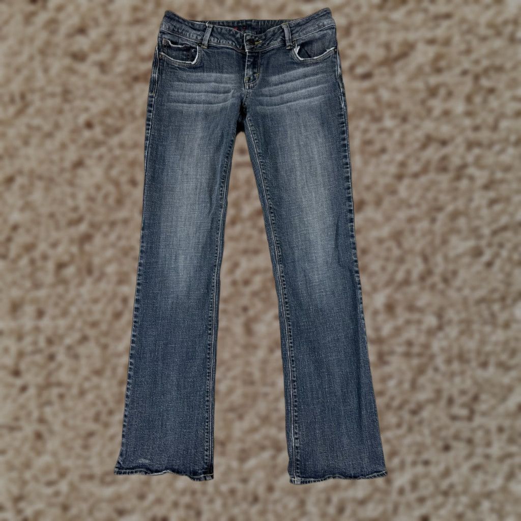 Guess G By Guess Jeans Womens Bootcut Denim Gray 29x30 Low Rise With Embellished Bling Logo Button Size 29" - 1 Thumbnail