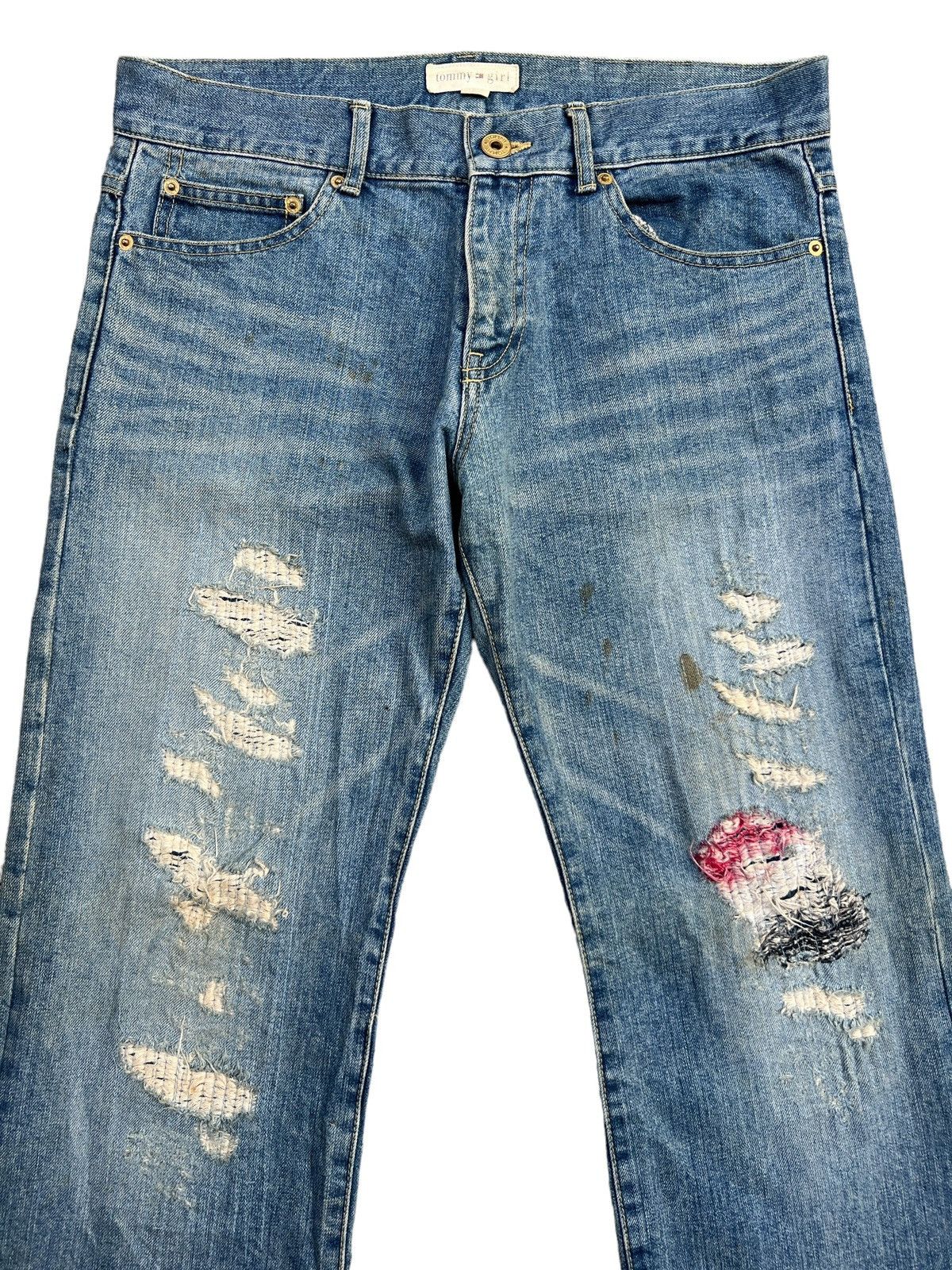 Tommy Hilfiger Y2K Tommy Hilfiger Distressed Patch Denim Jeans 34x34 Size 34" / US 12 / IT 48 - 4 Thumbnail