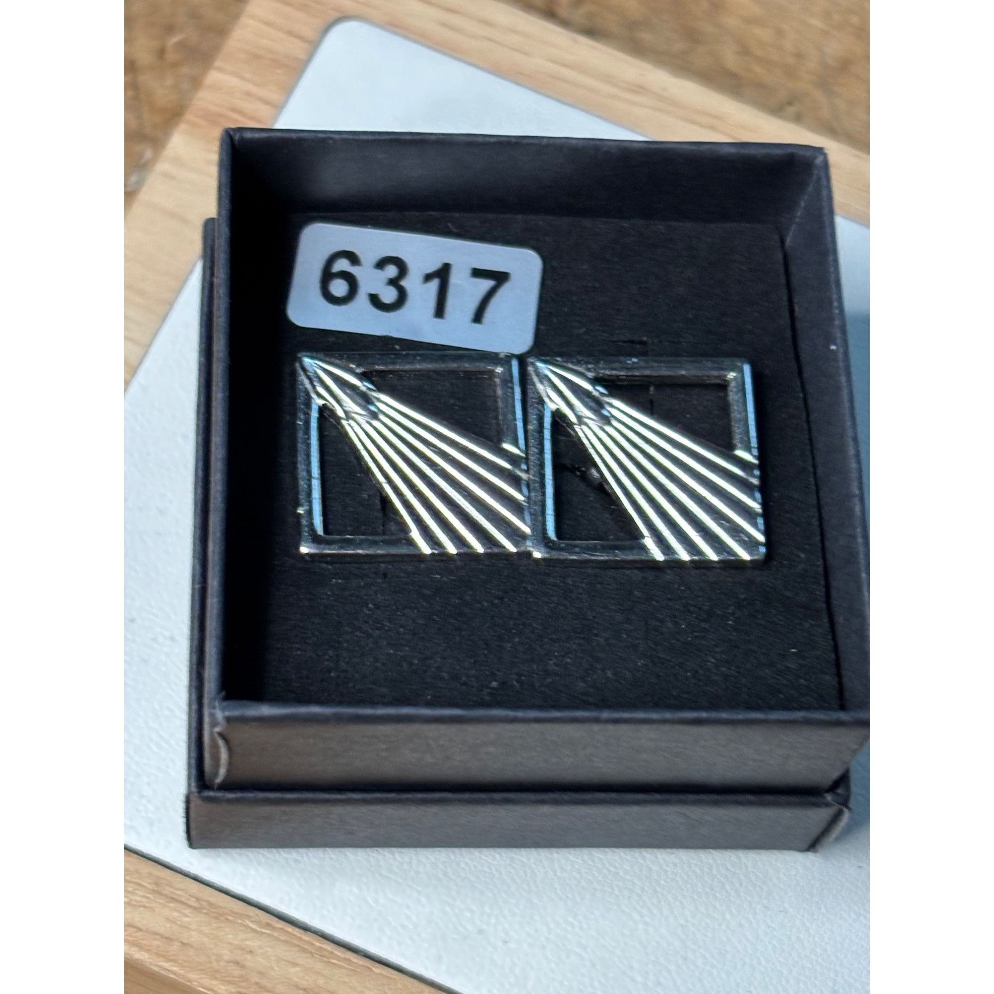 Other Vintage Silver Square Art Deco-Inspired Cufflinks With Etche Size ONE SIZE - 2 Thumbnail