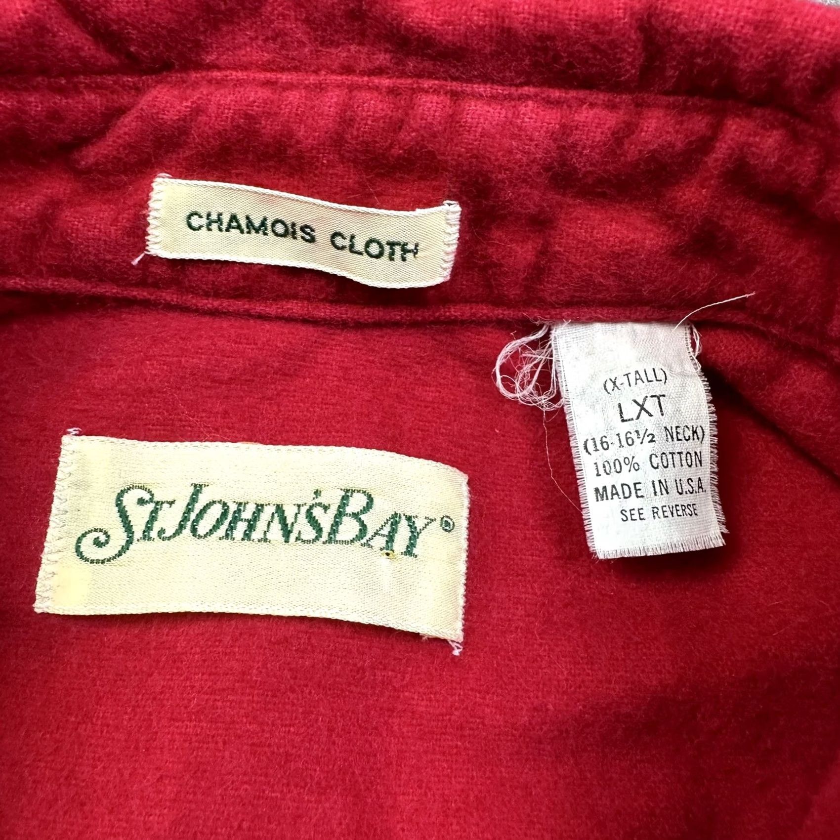 Vintage VINTAGE St Johns Bay Chamois Cloth Heavyweight Button Up Shirt USA Made Mens XLT Red Cotton Chamois Button-Up Pockets Outdoor 90s Mens Size US XL / EU 56 / 4 - 2 Thumbnail