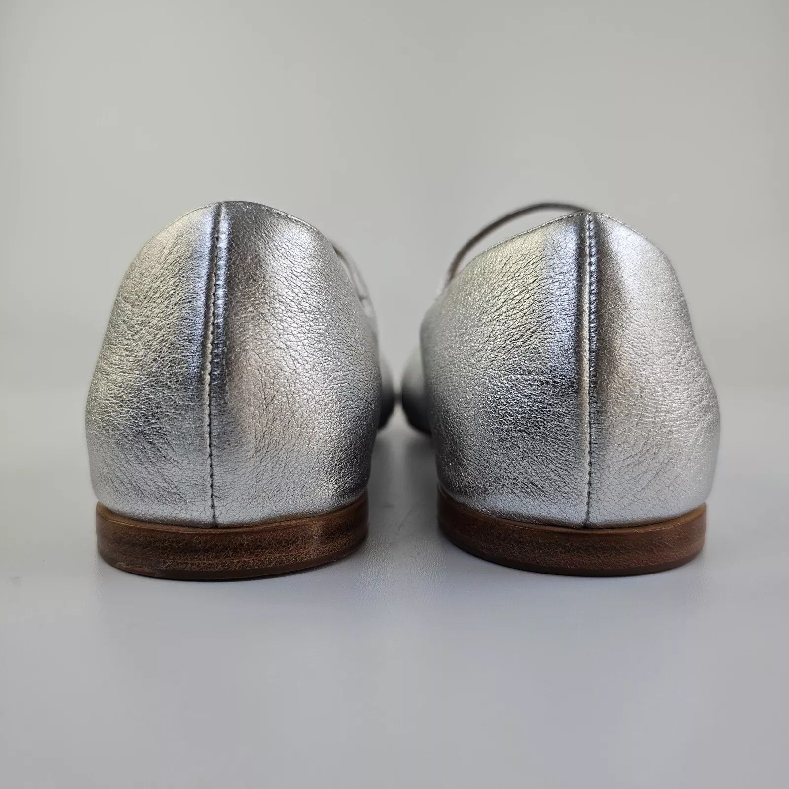 Max Mara Max Mara Silver Nappa Leather Ballet Flats New FW24 Size US 11 / IT 41 - 5 Thumbnail