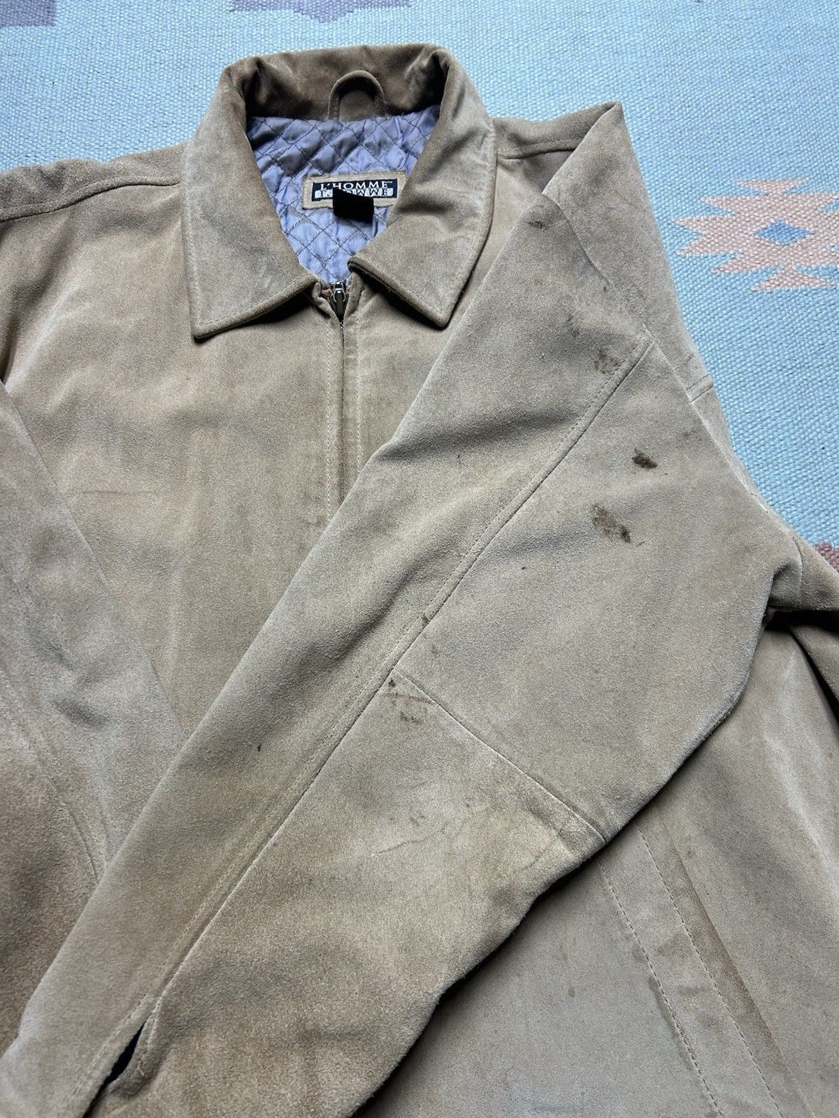 Vintage Vtg L’Homme suede leather jacket quilt line insulated medium Size US M / EU 48-50 / 2 - 3 Thumbnail