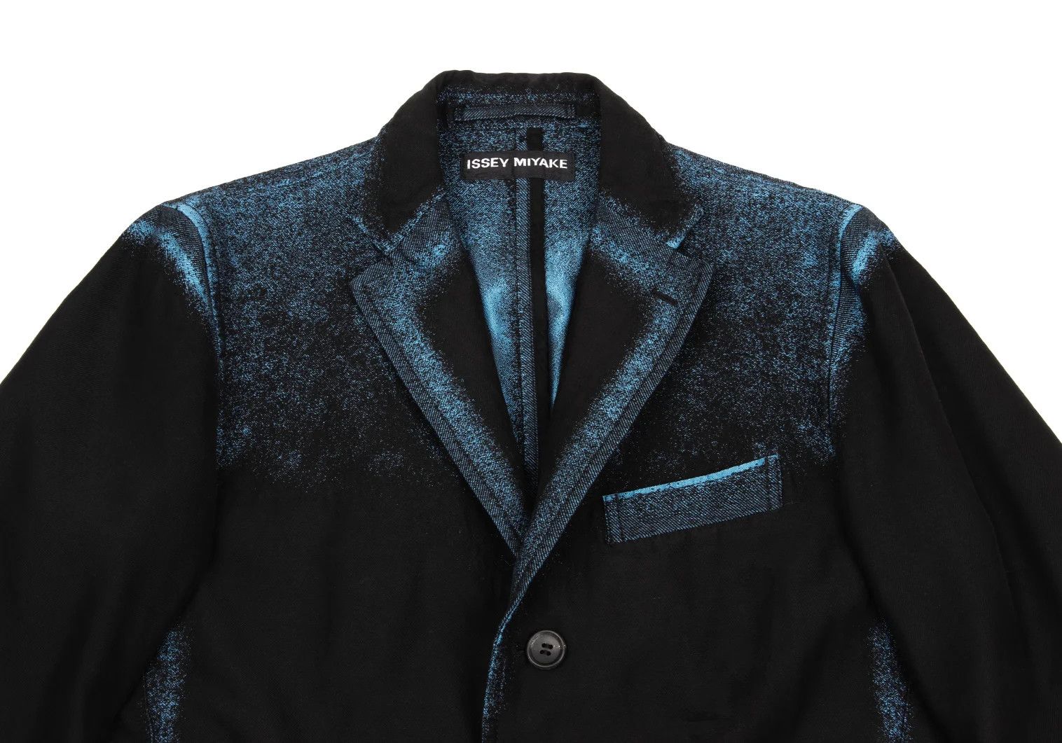 Issey Miyake Trim Fade Woven Design Jacket in Black and Light Blue Size US M / EU 48-50 / 2 - 2 Thumbnail
