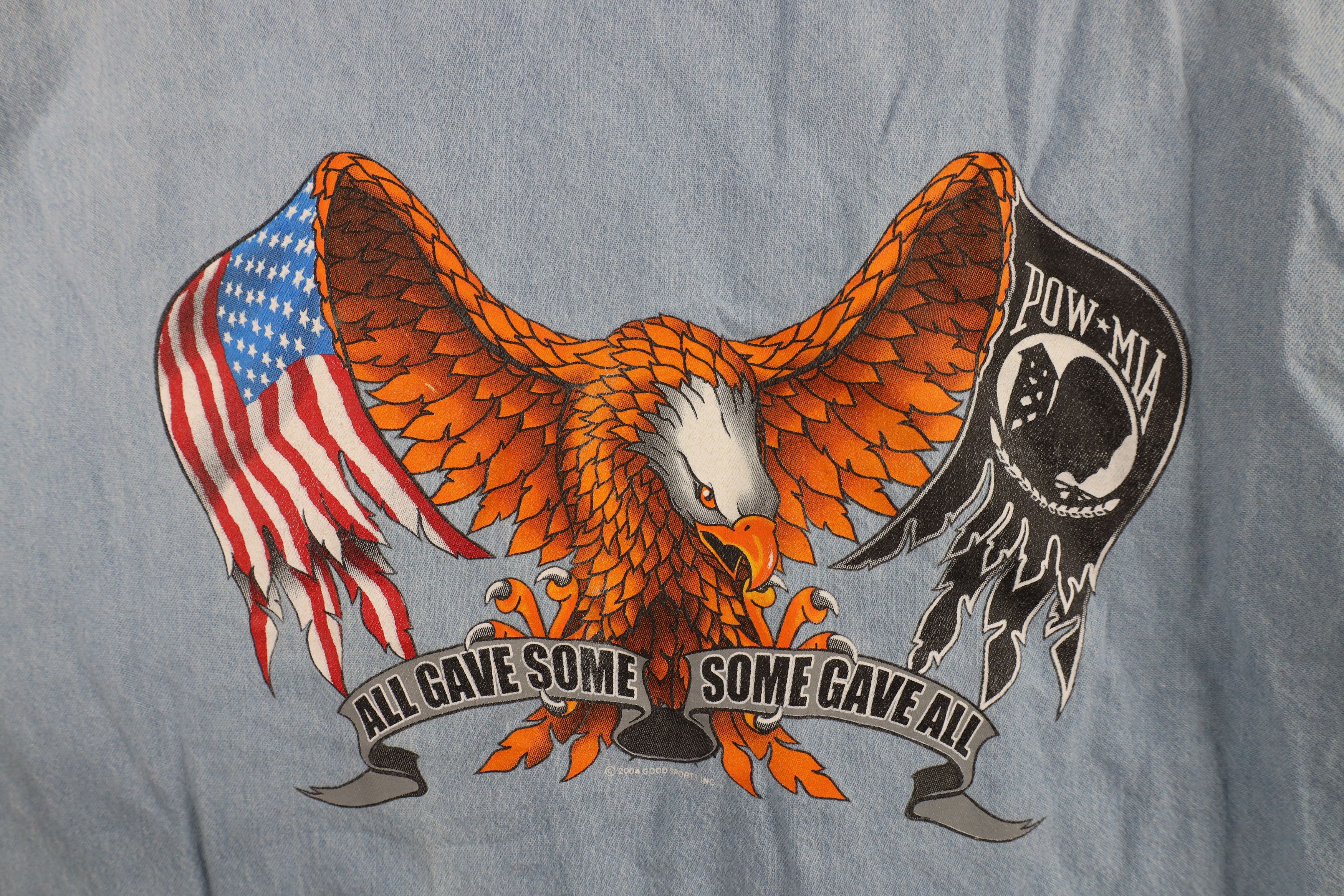 Vintage Vintage Y2K 2004 Eagle Cut Off Denim Jean Collared Shirt Size US XXL / EU 58 / 5 - 11 Thumbnail