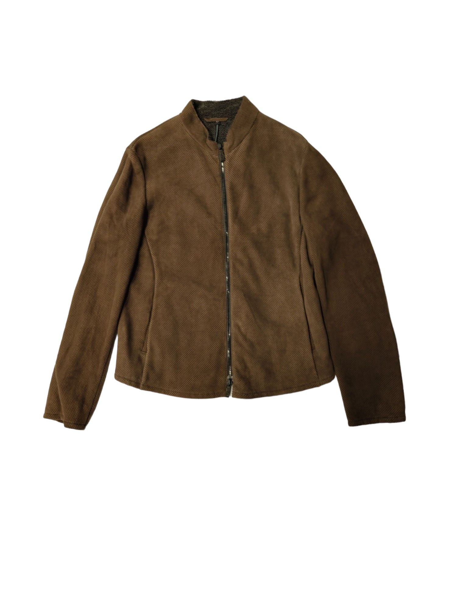 Giorgio Armani Brown Lamb Leather Zip Up Jacket Size US L / EU 52-54 / 3 - 1 Thumbnail