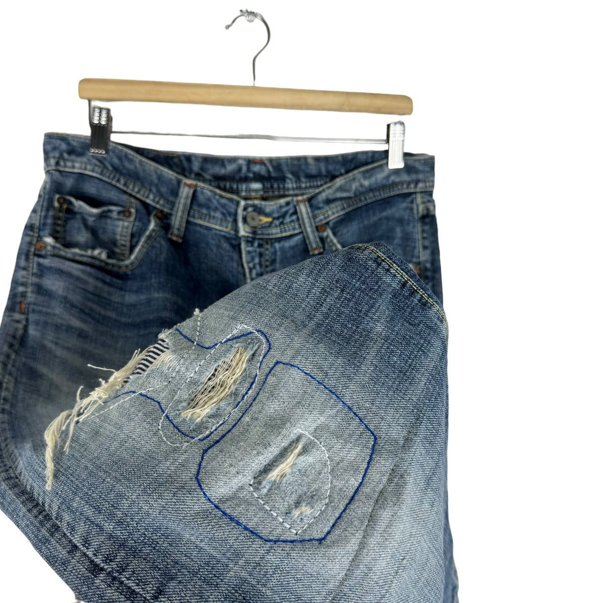 Japanese Brand ⚡️GL HEART LIMITED EDITION PATCHWORK HICKORY DENIM PANTS Size US 34 / EU 50 - 4 Thumbnail