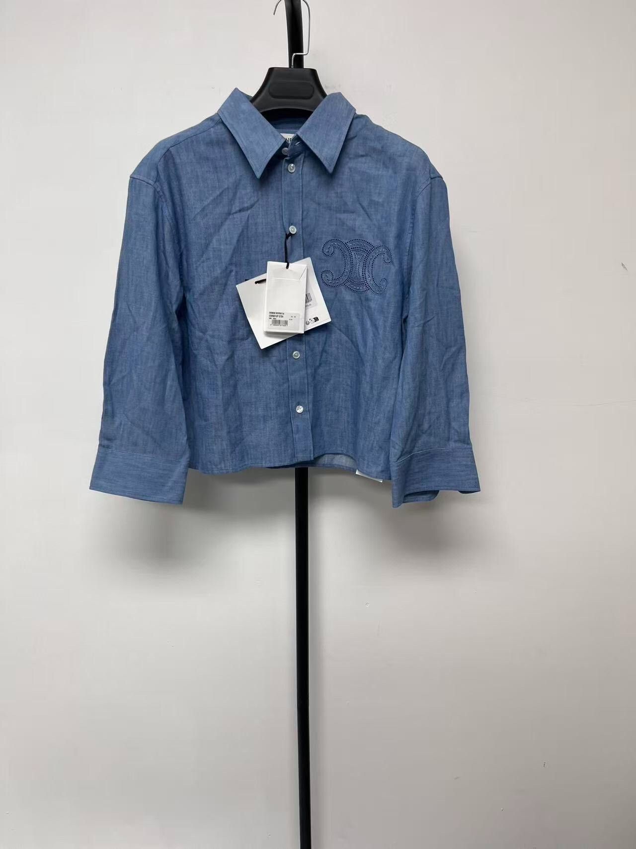 Celine CELINE Pointed Collar Logo Embroidered Shirt Size S / US 4 / IT 40 - 1 Thumbnail