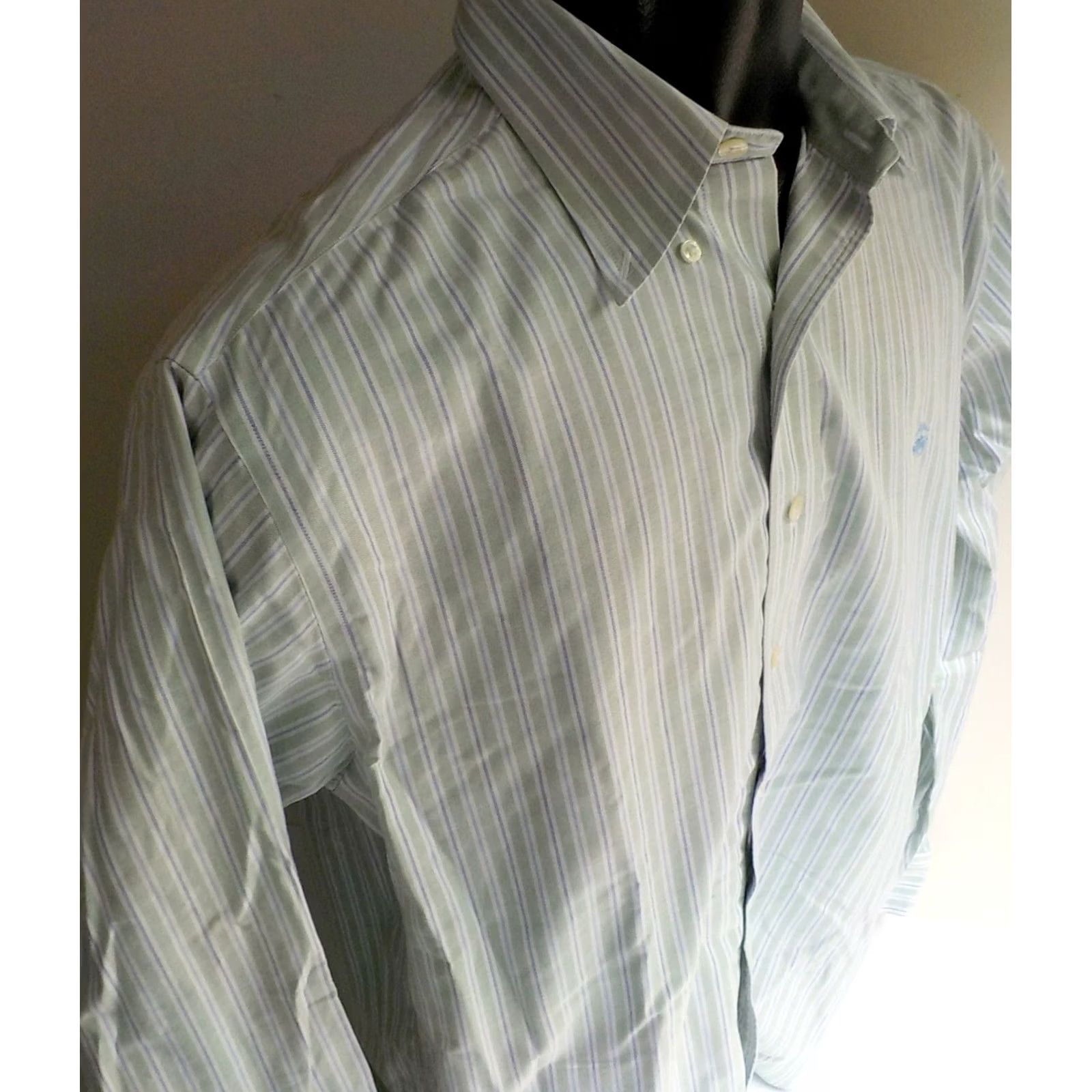 Brooks Brothers Brooks Brothers 1818 Traditional Fit Supima Cotton Striped Shirt M Green/Blue Dress Shirt Mens Size US M / EU 48-50 / 2 - 3 Thumbnail