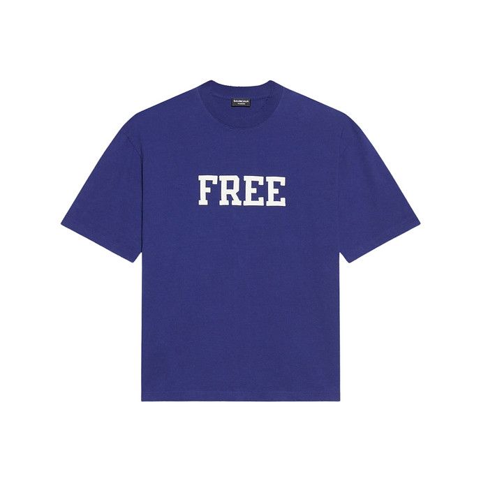 Balenciaga oc11z0124 Free Medium Fit T-Shirt in Blue | Grailed