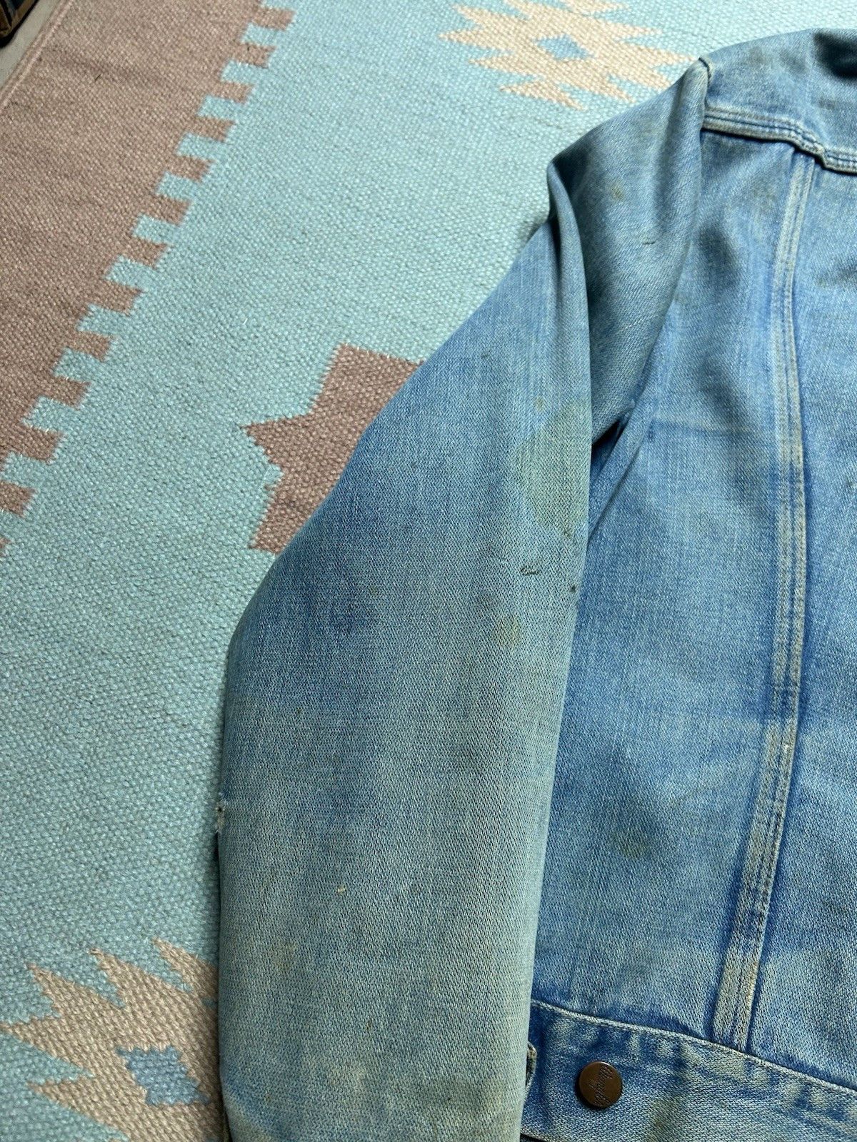Vintage Vtg 70 wrangler no fault denim jacket farm faded workwear 42 Size US L / EU 52-54 / 3 - 12 Thumbnail