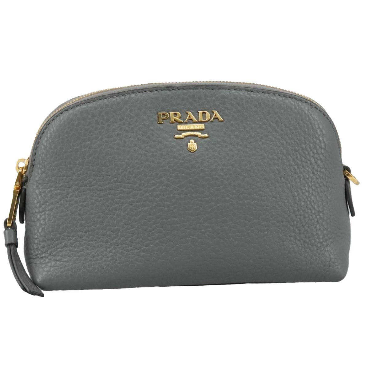 Prada Cosmetic Pouch Grey Leather Clutch Bag (Pre-Owned) Size ONE SIZE - 1 Thumbnail