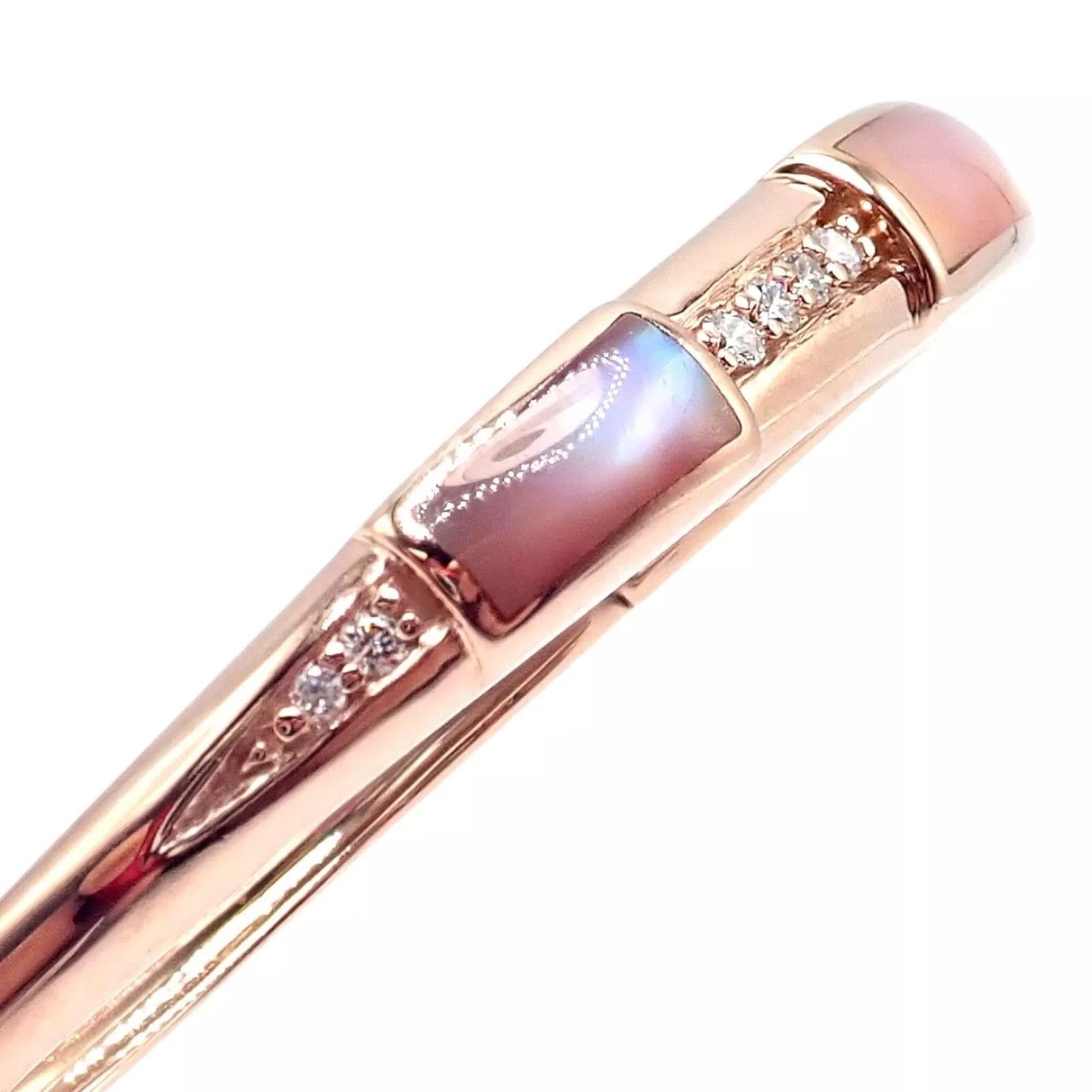 The Unbranded Brand Kabana 14k Rose Gold Diamond Mother of Pearl Bangle Bracelet Size ONE SIZE - 5 Thumbnail