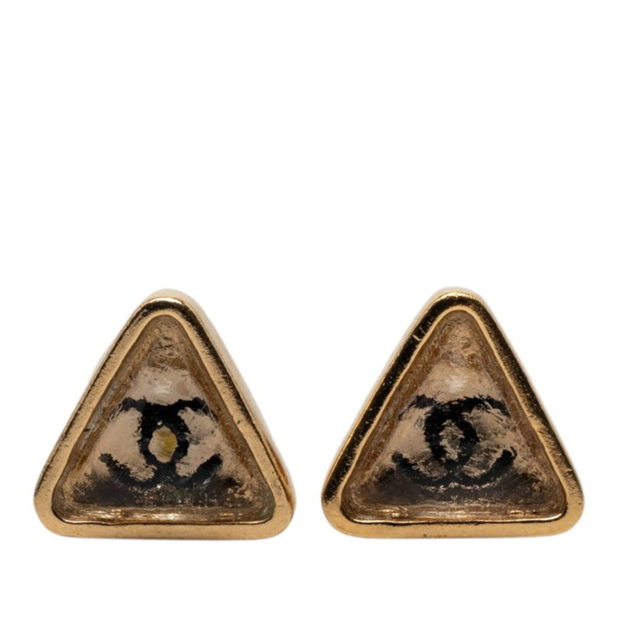 Chanel Chanel Coco Mark Logo Triangle Earrings 00C Plated Women's CHANEL Size ONE SIZE - 1 Thumbnail