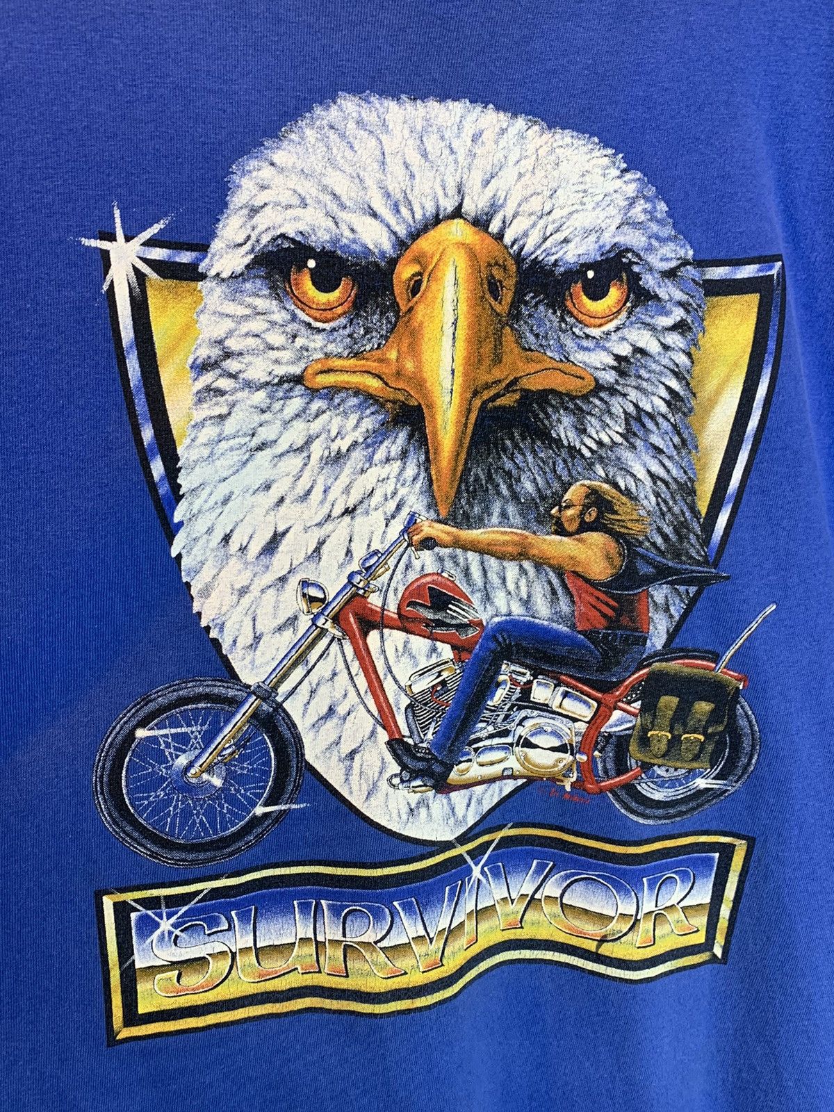 Vintage RARE* Vintage 90’s Biker Survivor Eagle Motorcycle Art Shirt Size US XXL / EU 58 / 5 - 2 Thumbnail