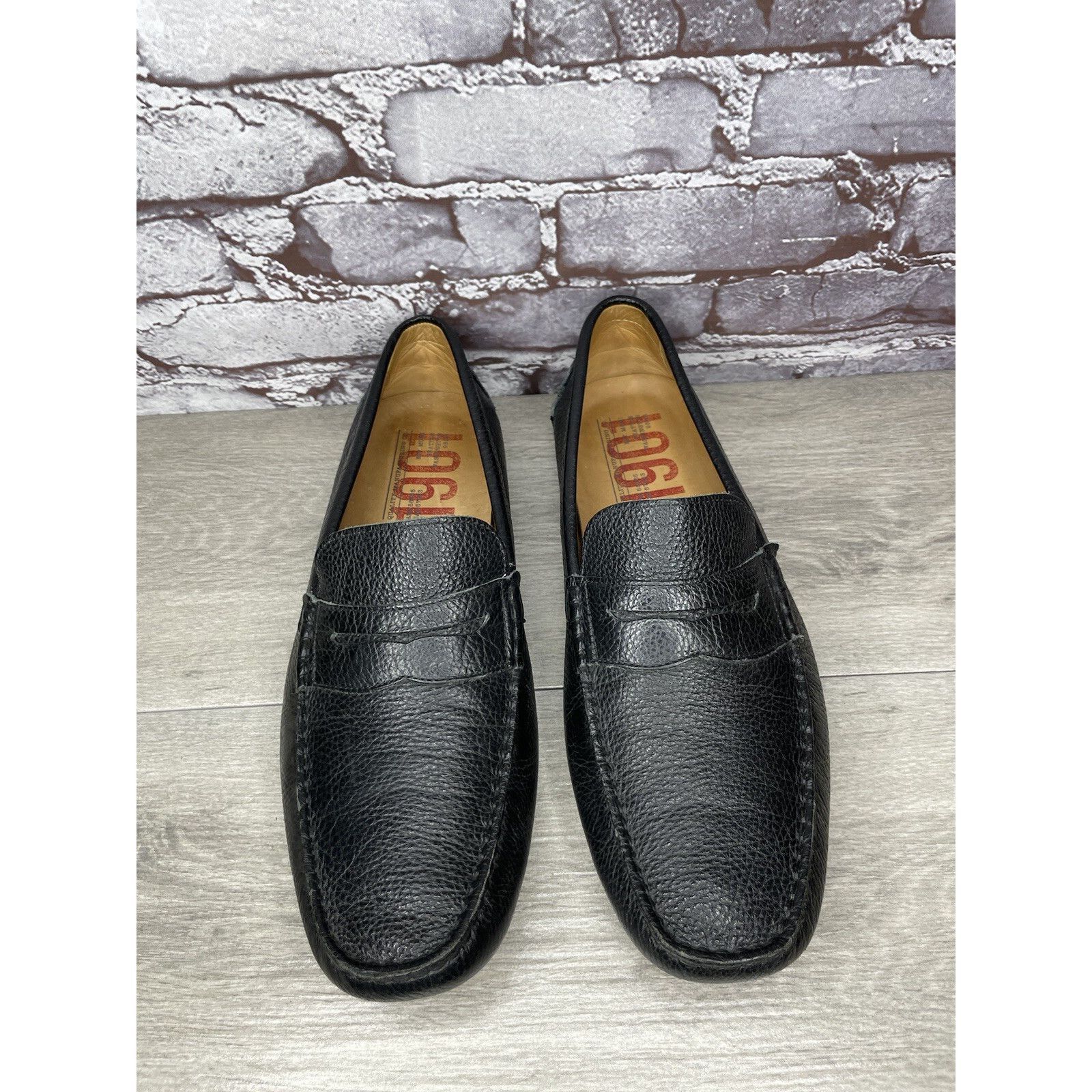 1901 1901 Black Leather Penny Loafers Slip On Driving Shoes Men’s Size US 13 / EU 46 - 2 Thumbnail