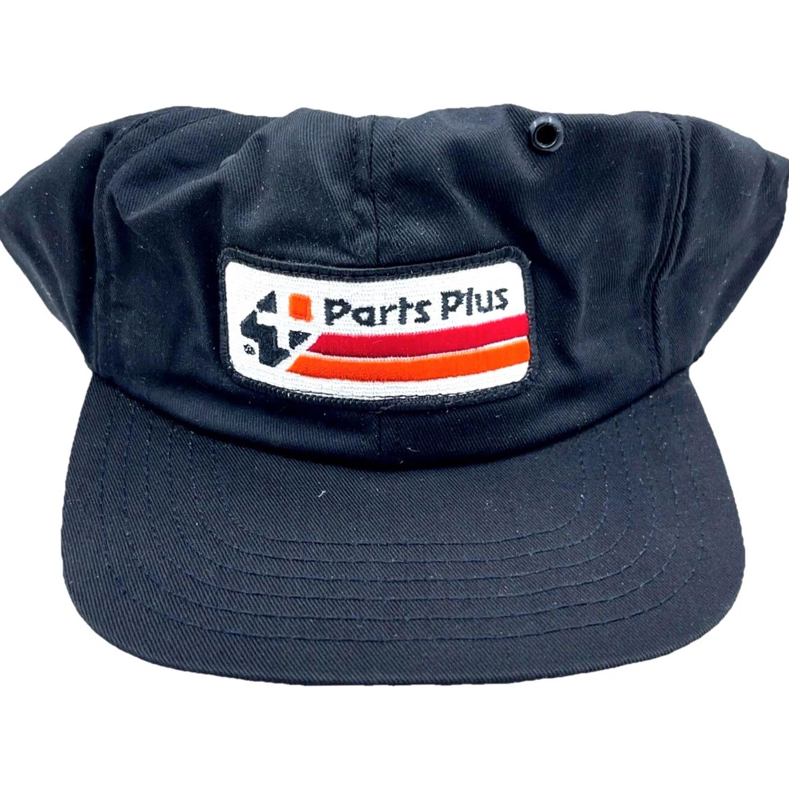 Vintage VINTAGE Trucker Hat Cap Snap Back USA Made Patch 80s 90s Auto Racing Black Cotton Polyester Twill Adjustable Men Hat Size ONE SIZE - 2 Thumbnail