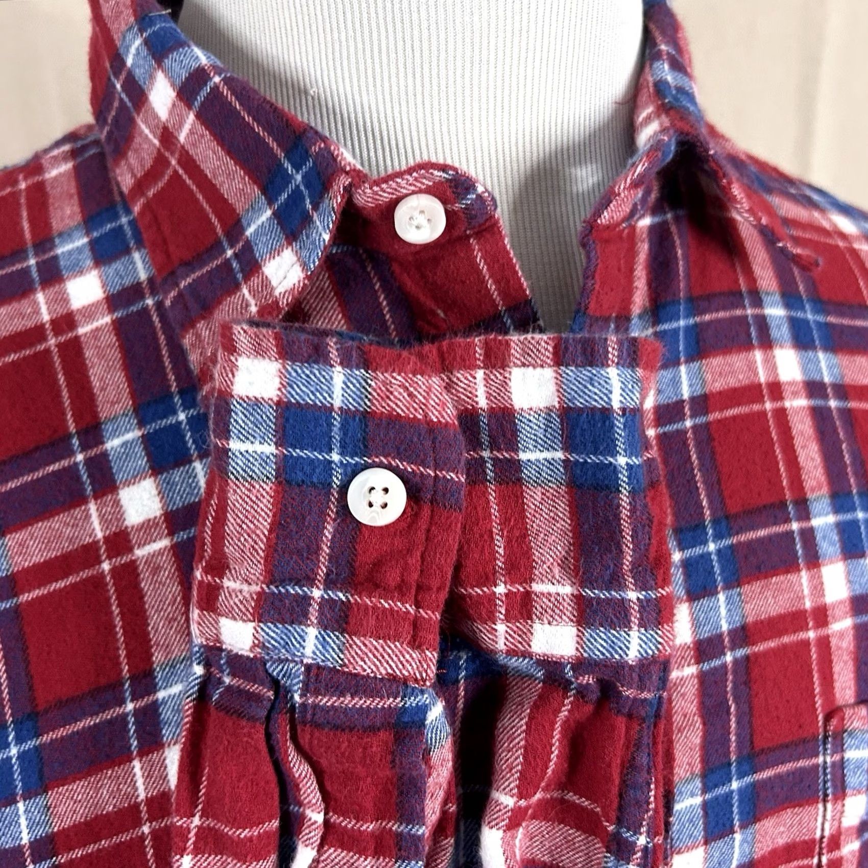 J.Crew J.CREW XL Slim Fit Flannel Shirt Red White Blue Plaid 100% Cotton Button Front Size US XL / EU 56 / 4 - 4 Thumbnail