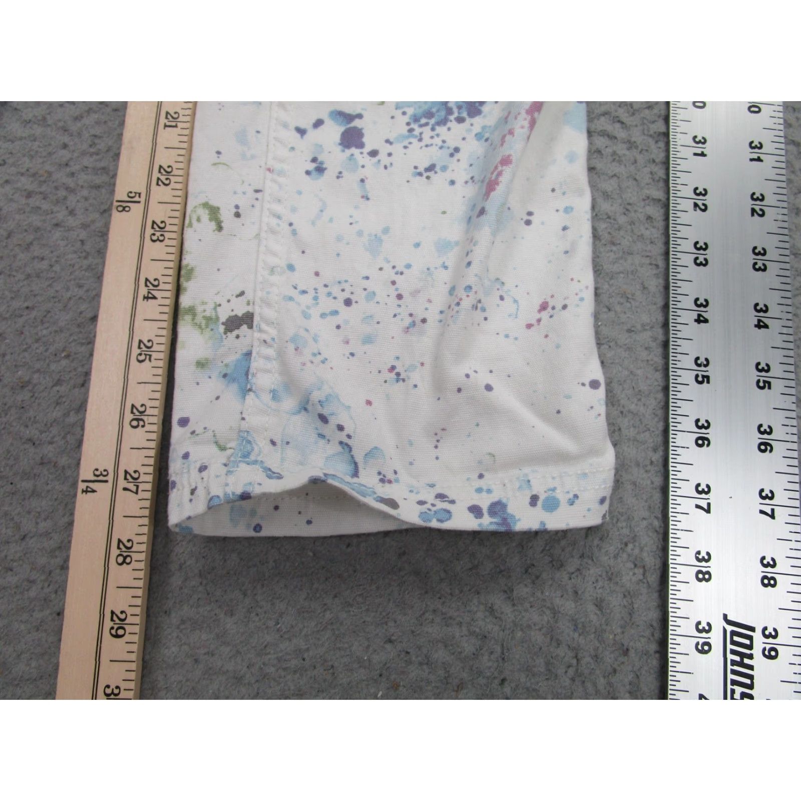 VINTAGE Anthropologie The Wanderer Pants Women 27 White Paint Splatter Cargo Stretch Twill