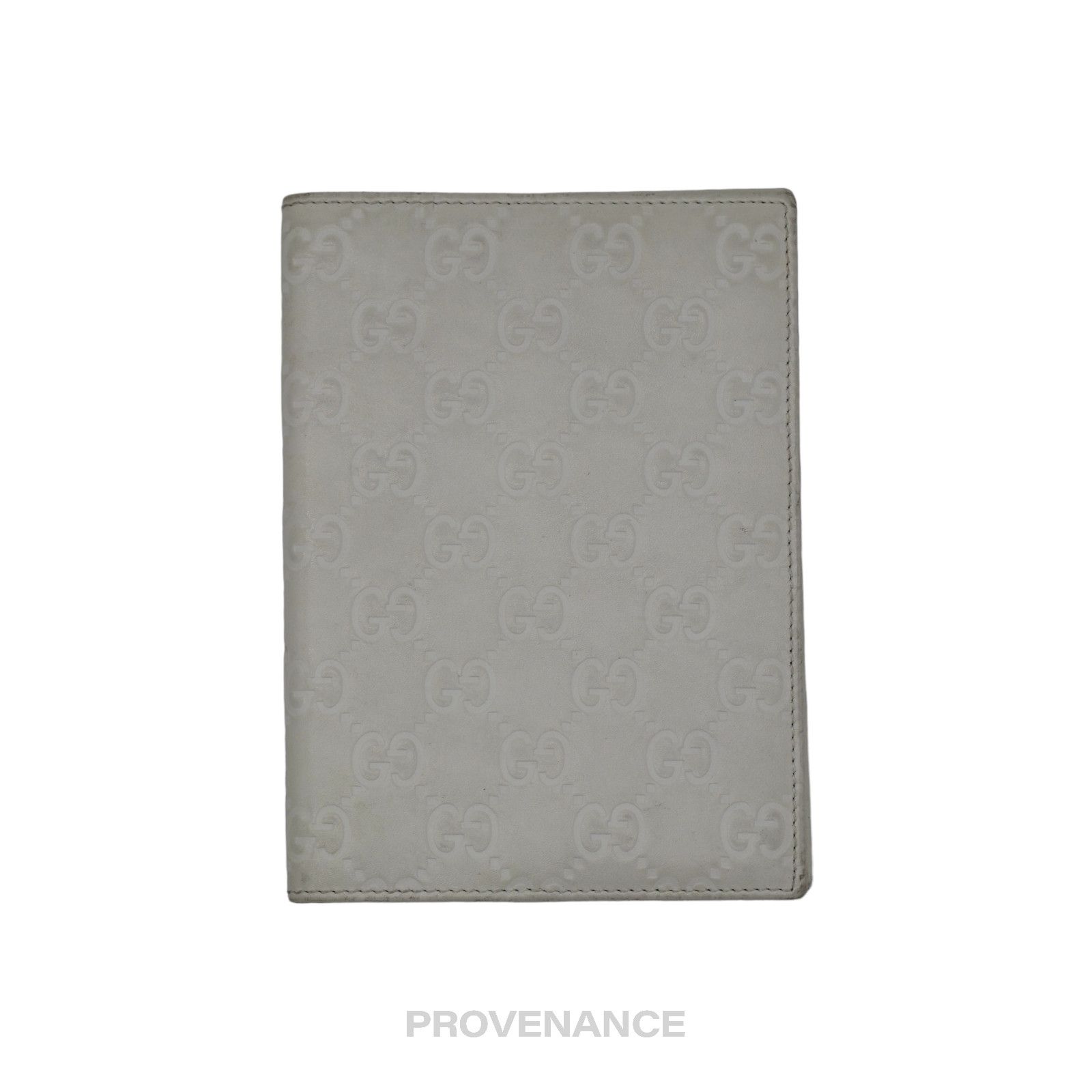 image of Gucci Notebook Cover - Ivory Guccissima Leather in White, Men's
