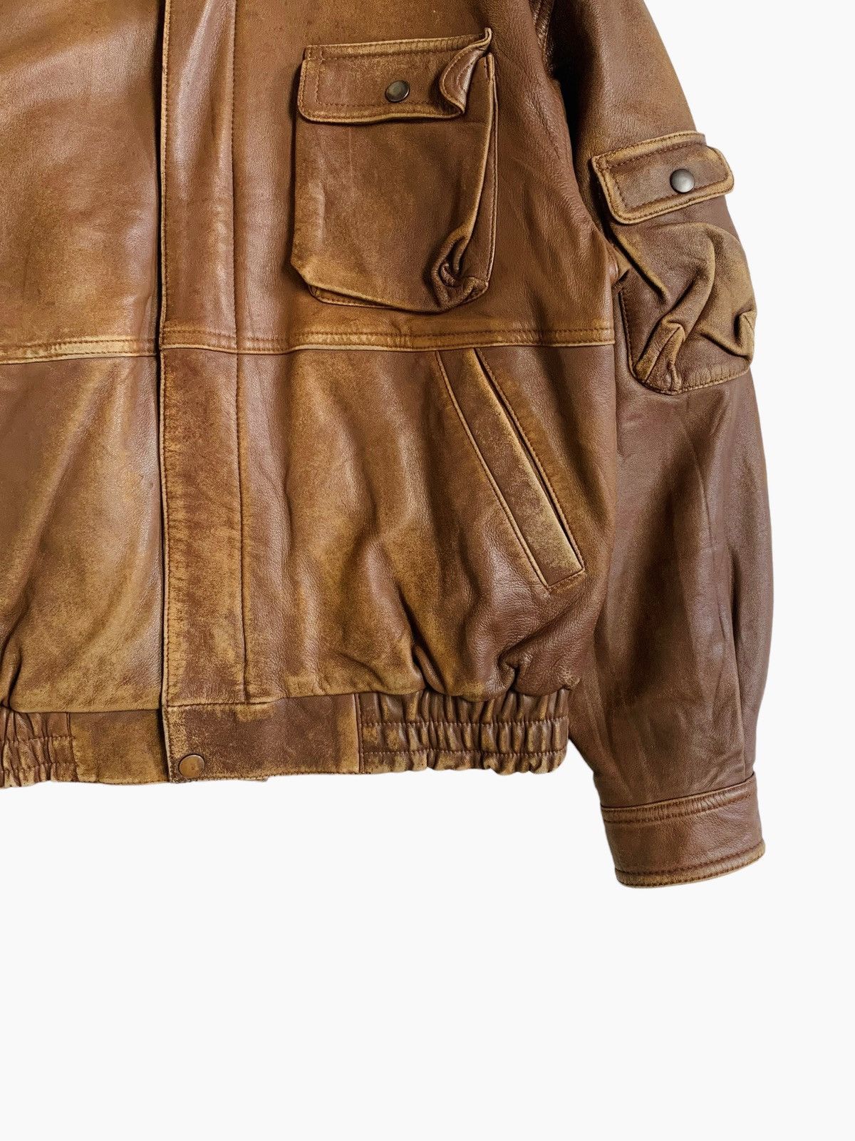 If Six Was Nine 1990s Luau Atsukawa - 3D Pocket Leather Cargo Jacket Size US L / EU 52-54 / 3 - 3 Thumbnail