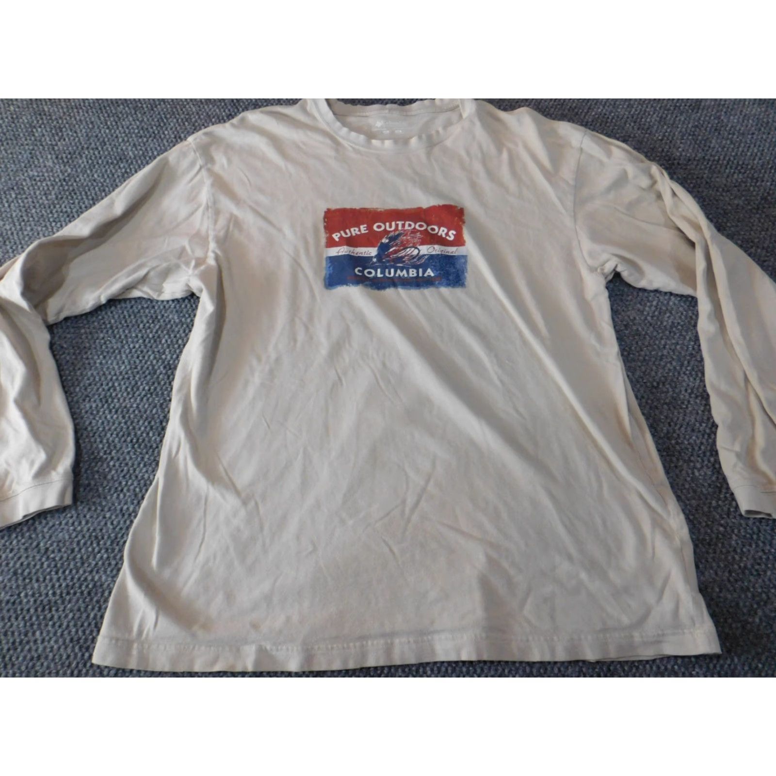 Vintage Columbia Shirt XL Beige Long Sleeve Crew Neck Logo Outdoors Classic Men Size US XL / EU 56 / 4 - 2 Thumbnail