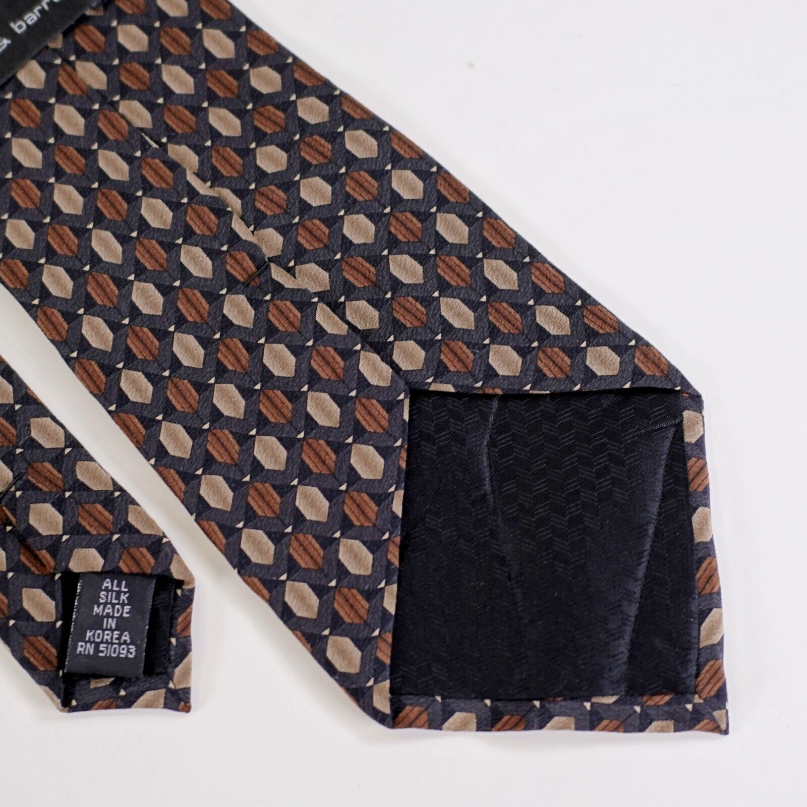 Croft & Barrow Croft & Barrow Gray Brown Tan Geometric Print Wide Silk Tie Size ONE SIZE - 5 Thumbnail