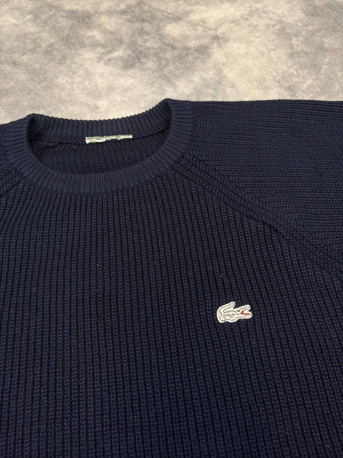 Lacoste Vintage Lacoste old money Knit Sweater Logo Navy Men Sz XL Size US XL / EU 56 / 4 - 2 Thumbnail
