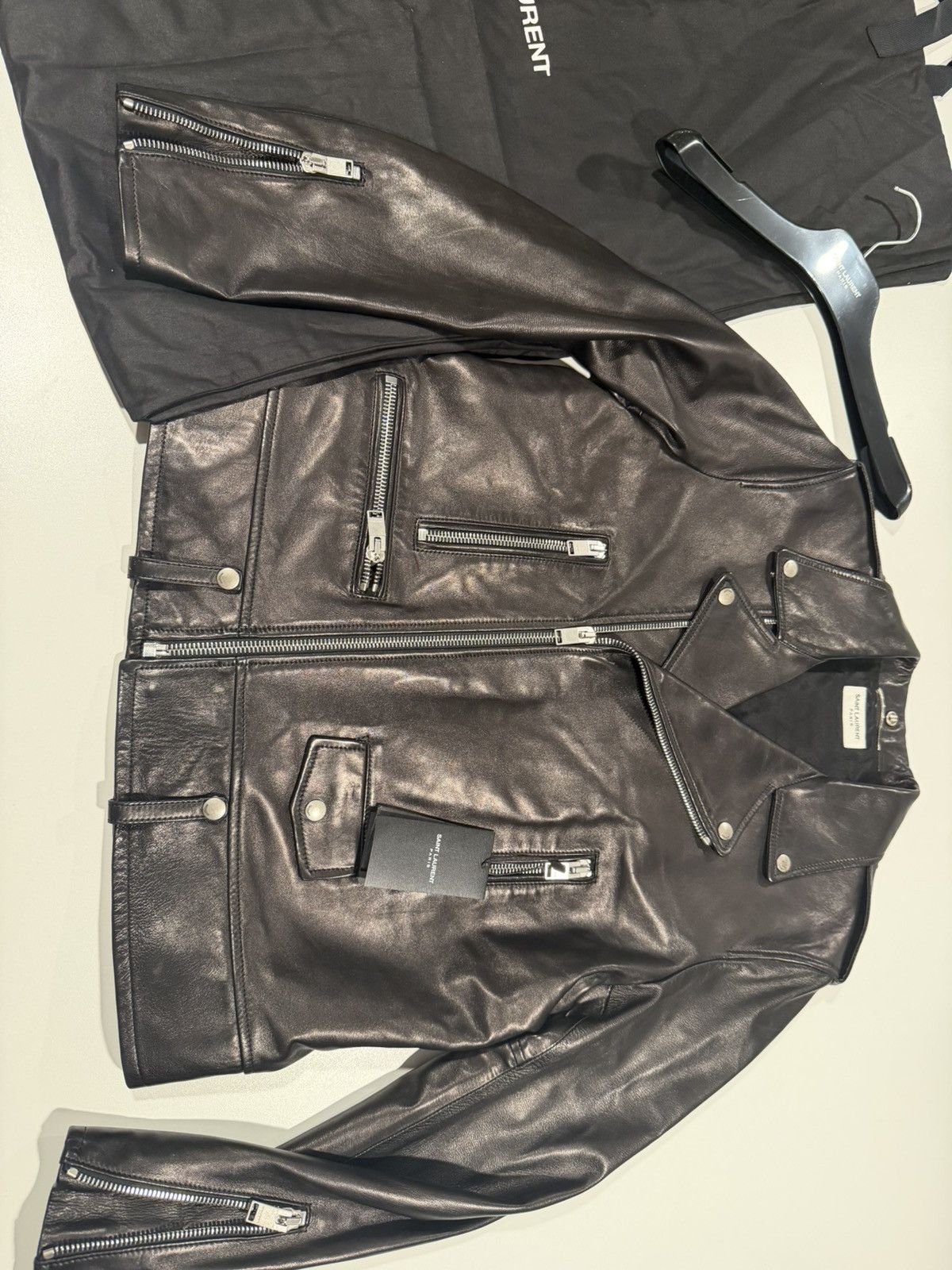 Saint Laurent Paris Saint Laurent Hedi Slimane leather jacket. 56/XL. Size US XL / EU 56 / 4 - 1 Thumbnail