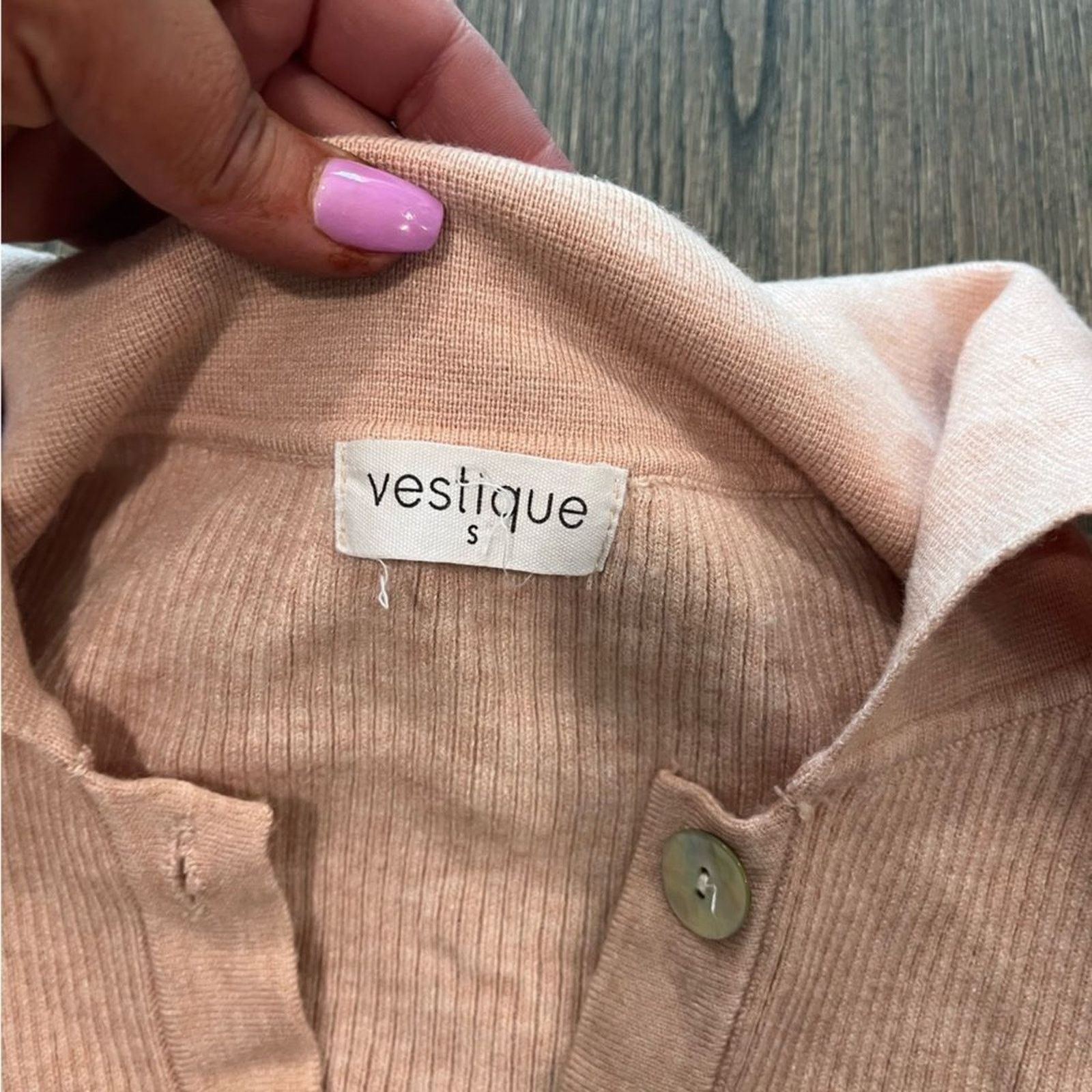 Vintage Vestique Peach Ribbed Knit Long Bubble Sleeve Sweater Size S Size S / US 4 / IT 40 - 2 Thumbnail
