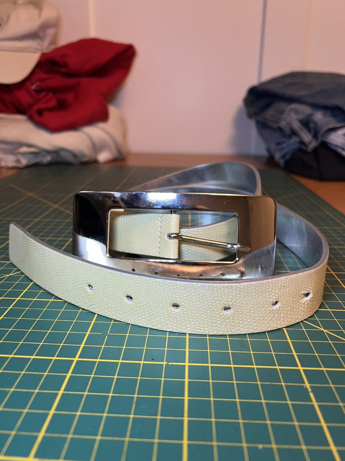 Vintage Fabio Corti reversible snakeskin/silver Italian leather belt Size ONE SIZE - 1 Thumbnail