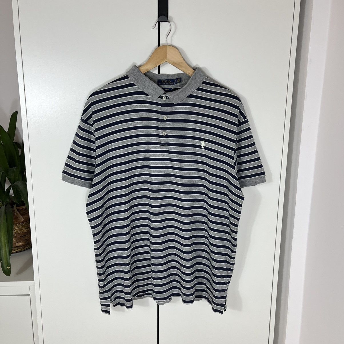 Polo Ralph Lauren Polo Ralph Lauren Striped Grey Polo Shirt Streetwear Y2K Size US XL / EU 56 / 4 - 1 Thumbnail