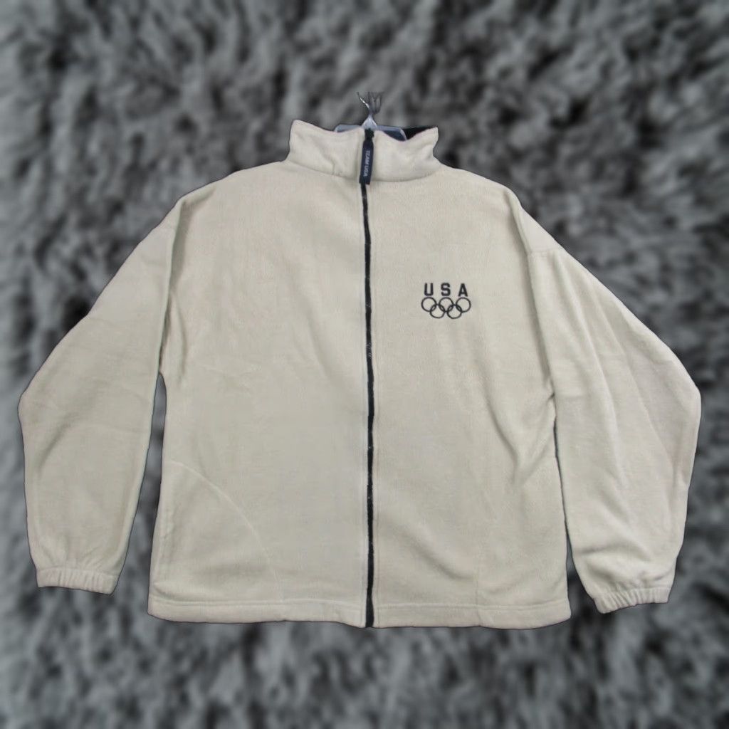 Logo 7 USA Olympics Fleece Jacket Adult Large Beige Logo Unbranded Men Jacket Size US L / EU 52-54 / 3 - 1 Thumbnail