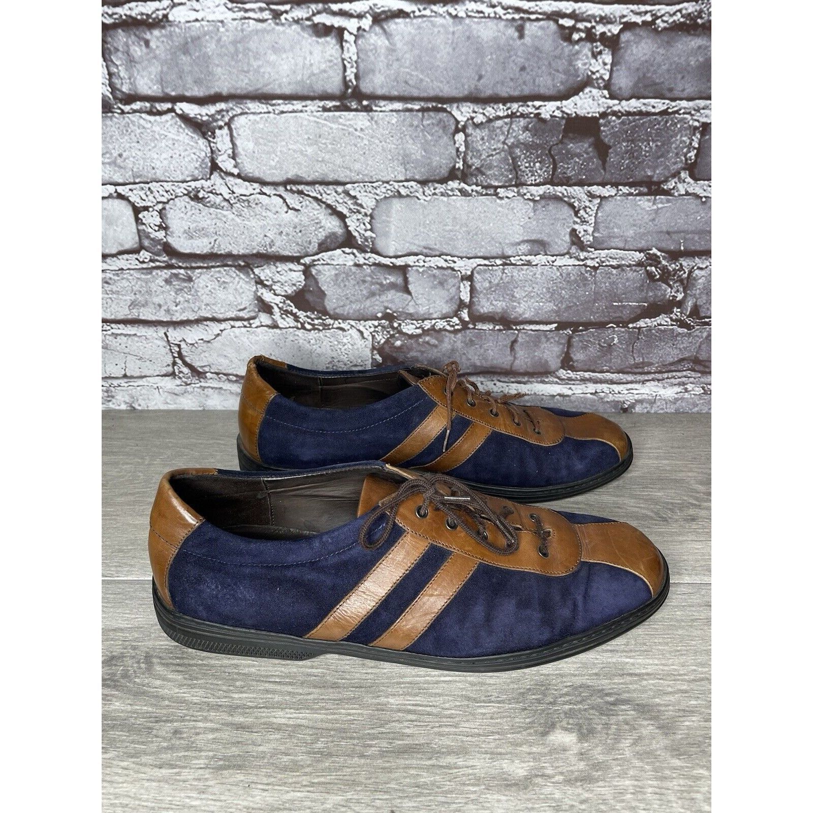 Cole Haan Bragano Blue Suede Brown Leather Bicycle Casual Lace Shoes M Size US 9.5 / EU 42-43 - 3 Thumbnail