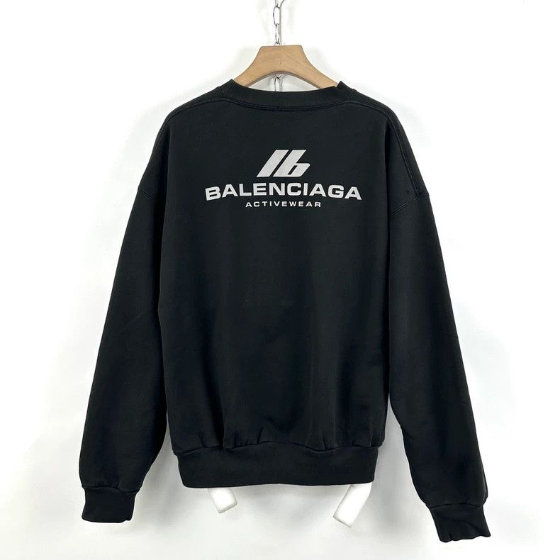 Balenciaga Balenciaga Black monogrammed reflective logo sweatshirt Size US M / EU 48-50 / 2 - 2 Thumbnail