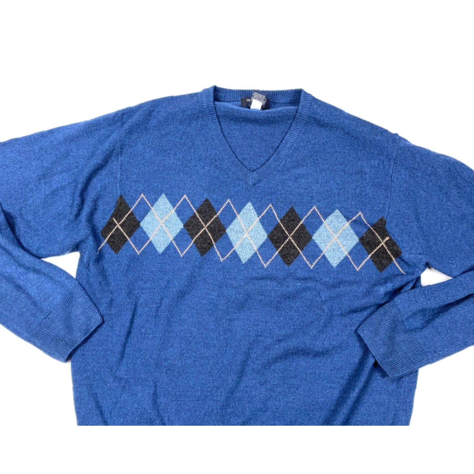 Dockers DOCKERS Dad Style Blue Argyle Diamond Pullover V-Neck Sweater Adult Large Lightweight Size US L / EU 52-54 / 3 - 3 Thumbnail