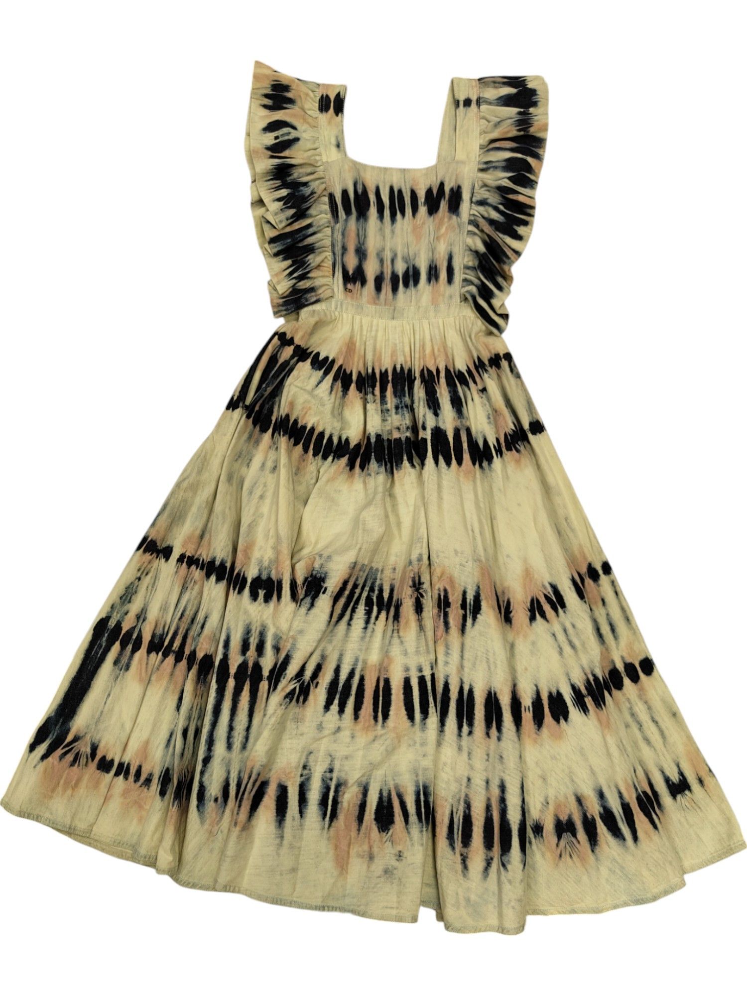 Dior Denim Tie-Dyed Print Midi Dress With Ruffles Detail Size XS / US 0-2 / IT 36-38 - 1 Thumbnail
