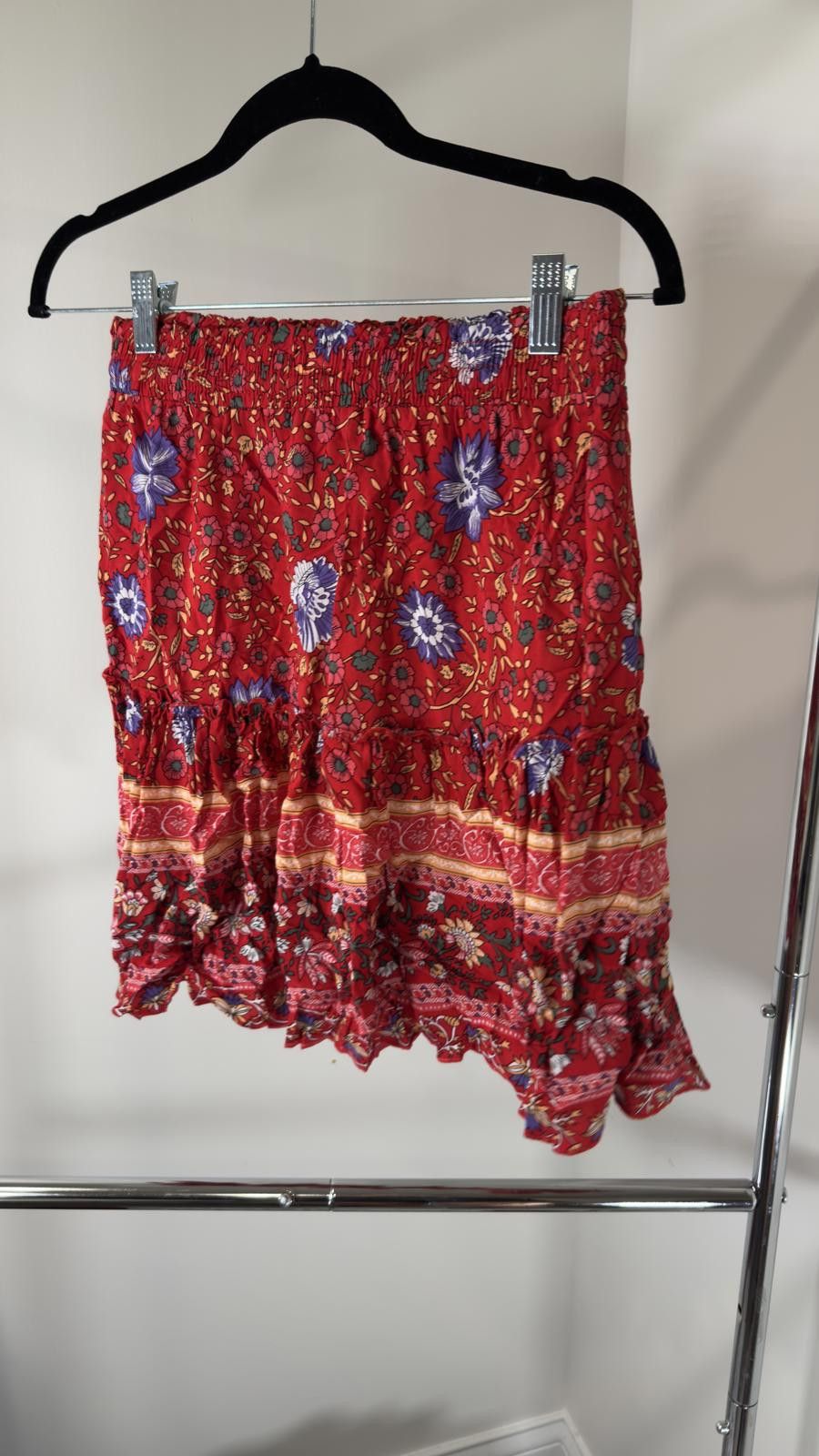 Allsaints Ally Women's Red Floral Patterned Skirt, Medium Size 32" / US 10 / IT 46 - 2 Thumbnail