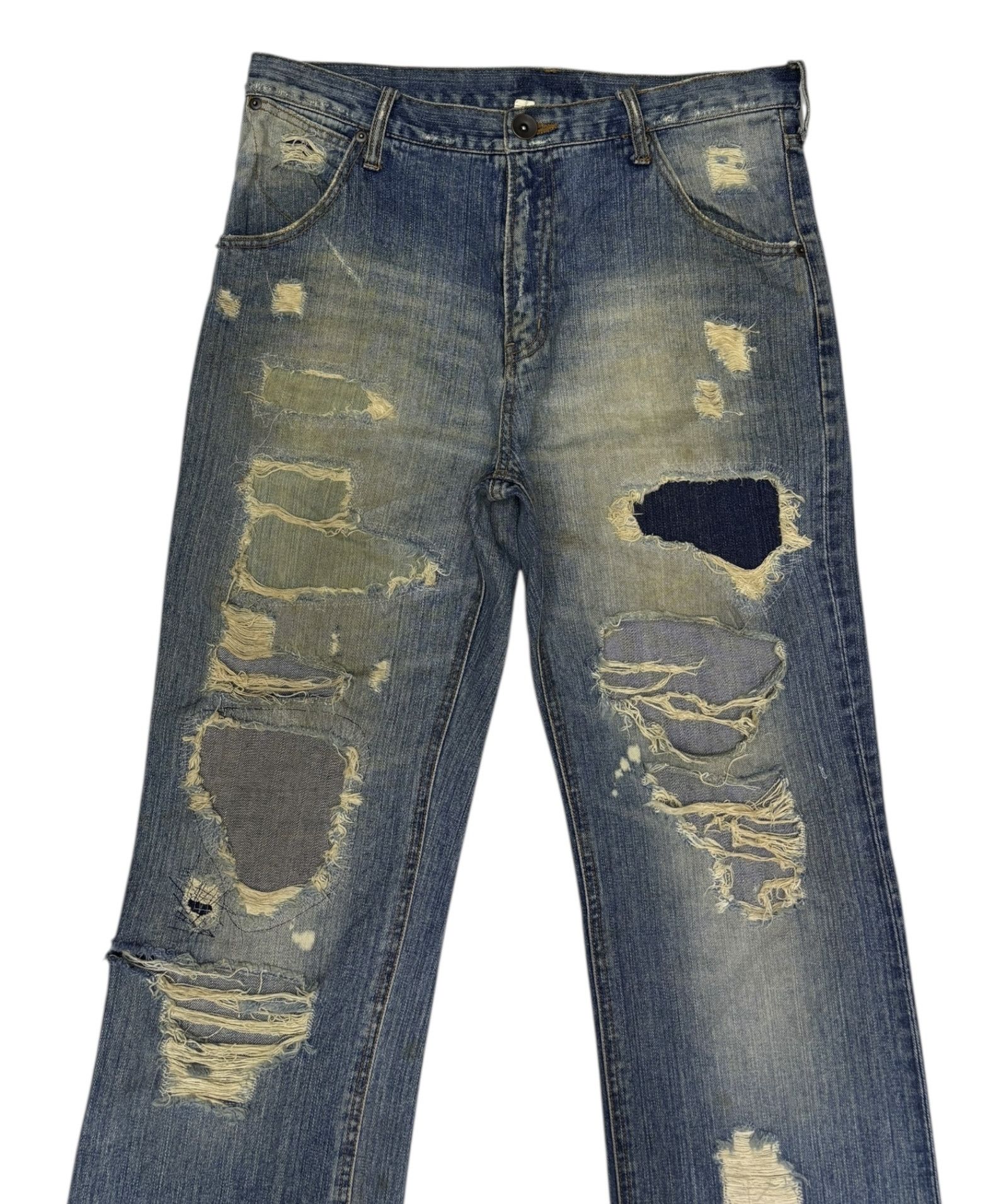 G-Star × Hysteric Glamour × Kapital VINTAGE RARE PATCHWORK DISTRESSED DENIM G LAND JEANS Size US 33 - 2 Thumbnail