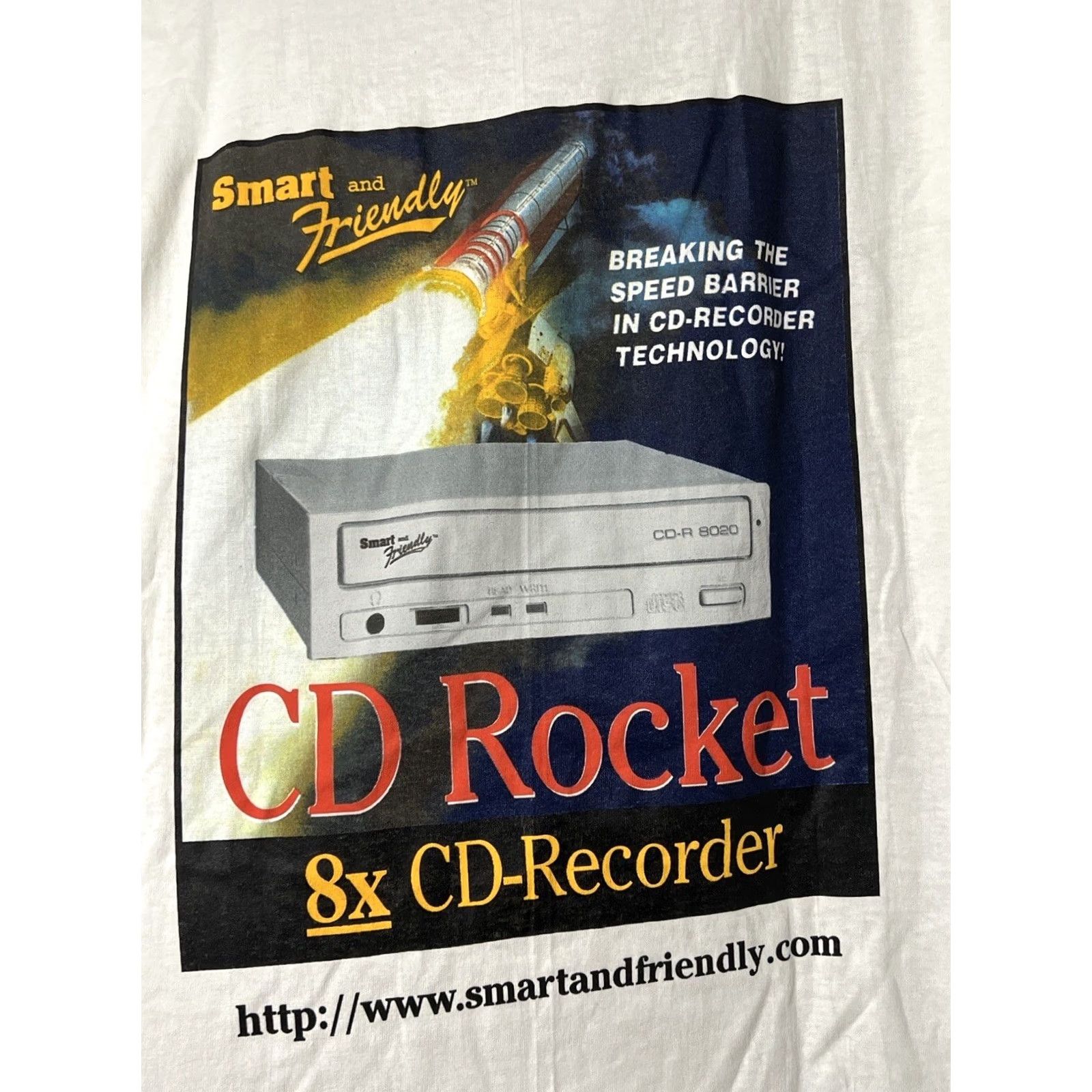 Vintage VINTAGE Stedman 90s Tech CD Rocket 8X CD Recorder T-Shirt White XL Men Crew Neck Short Sleeve Size US XL / EU 56 / 4 - 3 Thumbnail