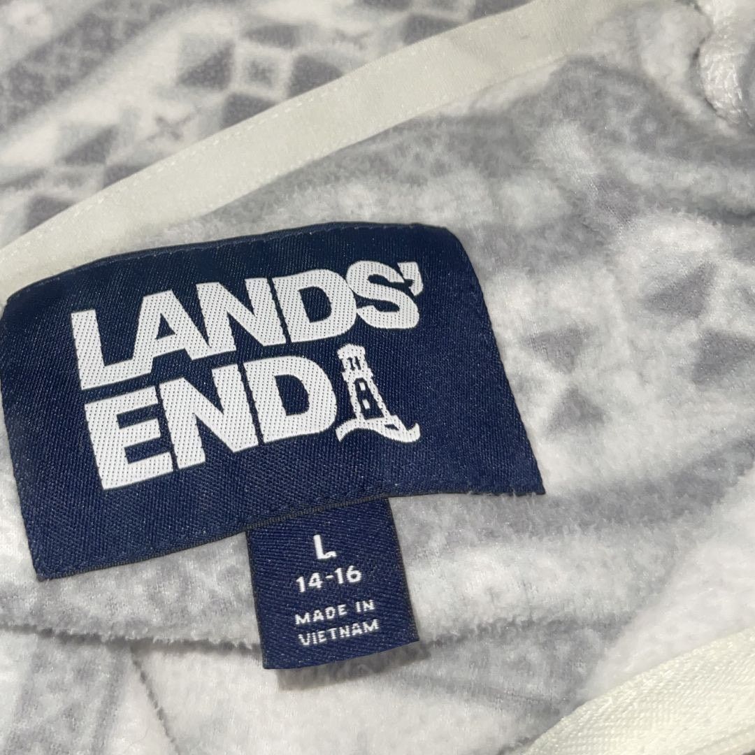 Lands' End Quarter Zip Fleece Pullover Sweater Fair Isle L Cozy Chic Size L / US 10 / IT 46 - 3 Thumbnail