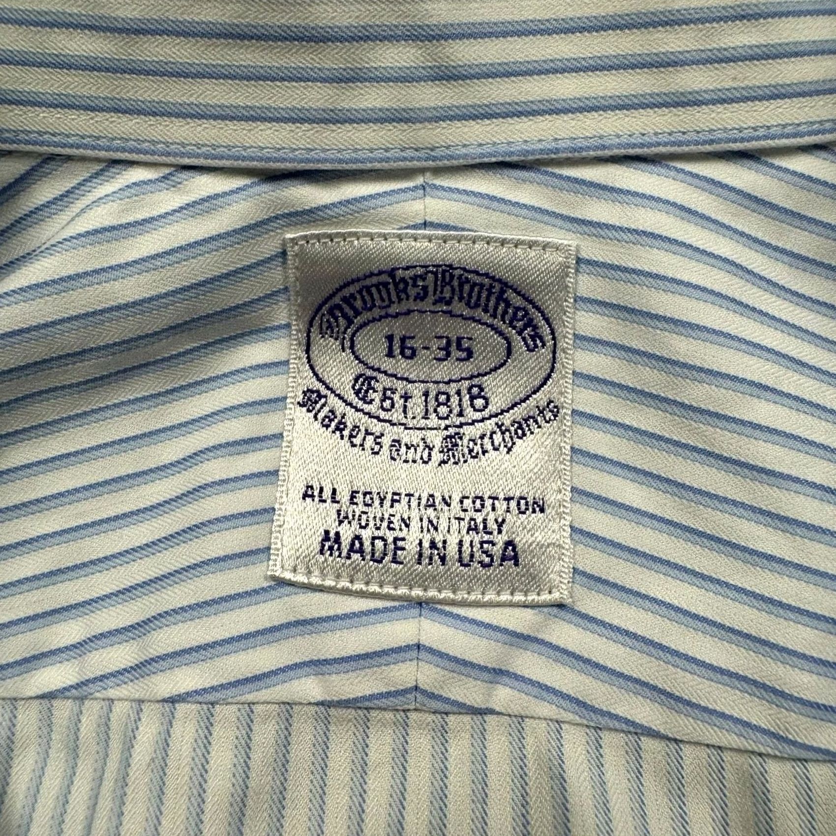 Brooks Brothers Brooks Brothers Vintage 90s Pinstripe Blue Button Down Mens Shirt Size US L / EU 52-54 / 3 - 4 Thumbnail