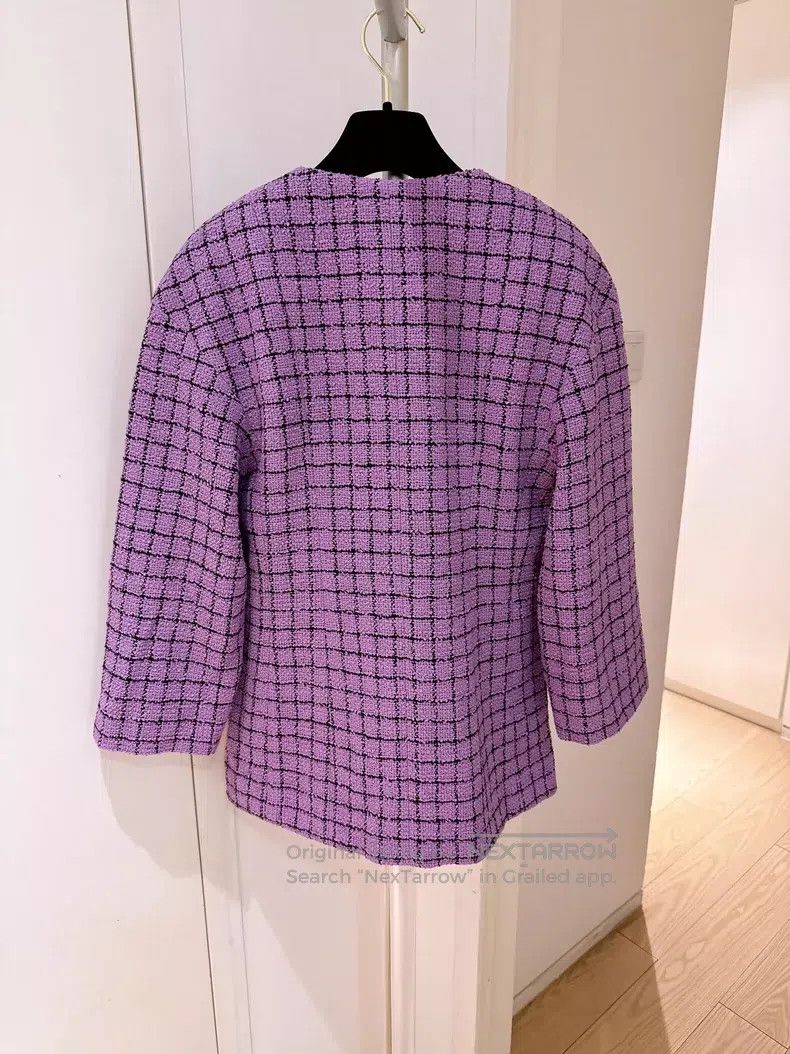 Chanel Chanel Purple plaid tweed coat Size XS / US 0-2 / IT 36-38 - 2 Thumbnail