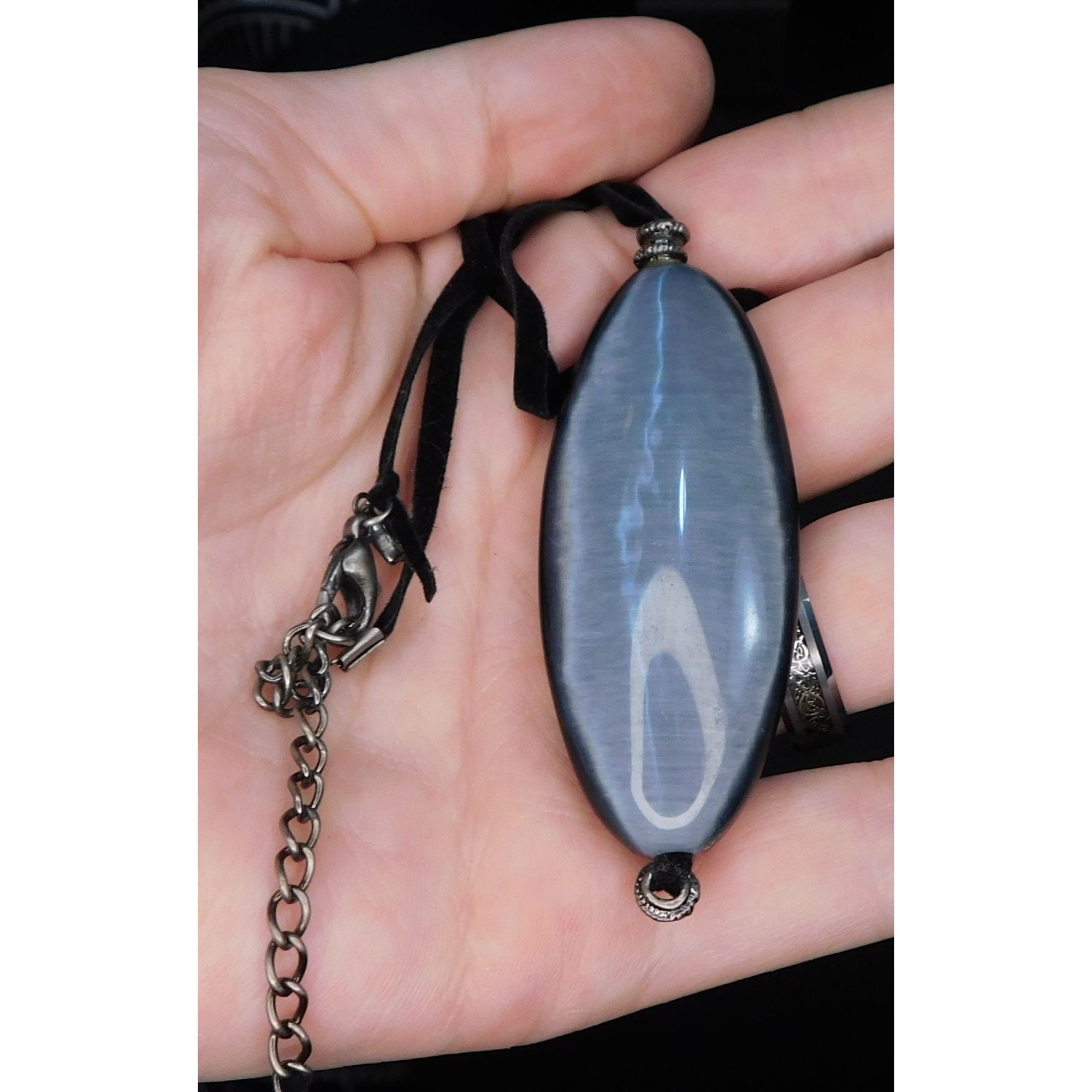 Other Silver Gothic Cat Eye Glass Pendant Necklace Size ONE SIZE - 4 Thumbnail