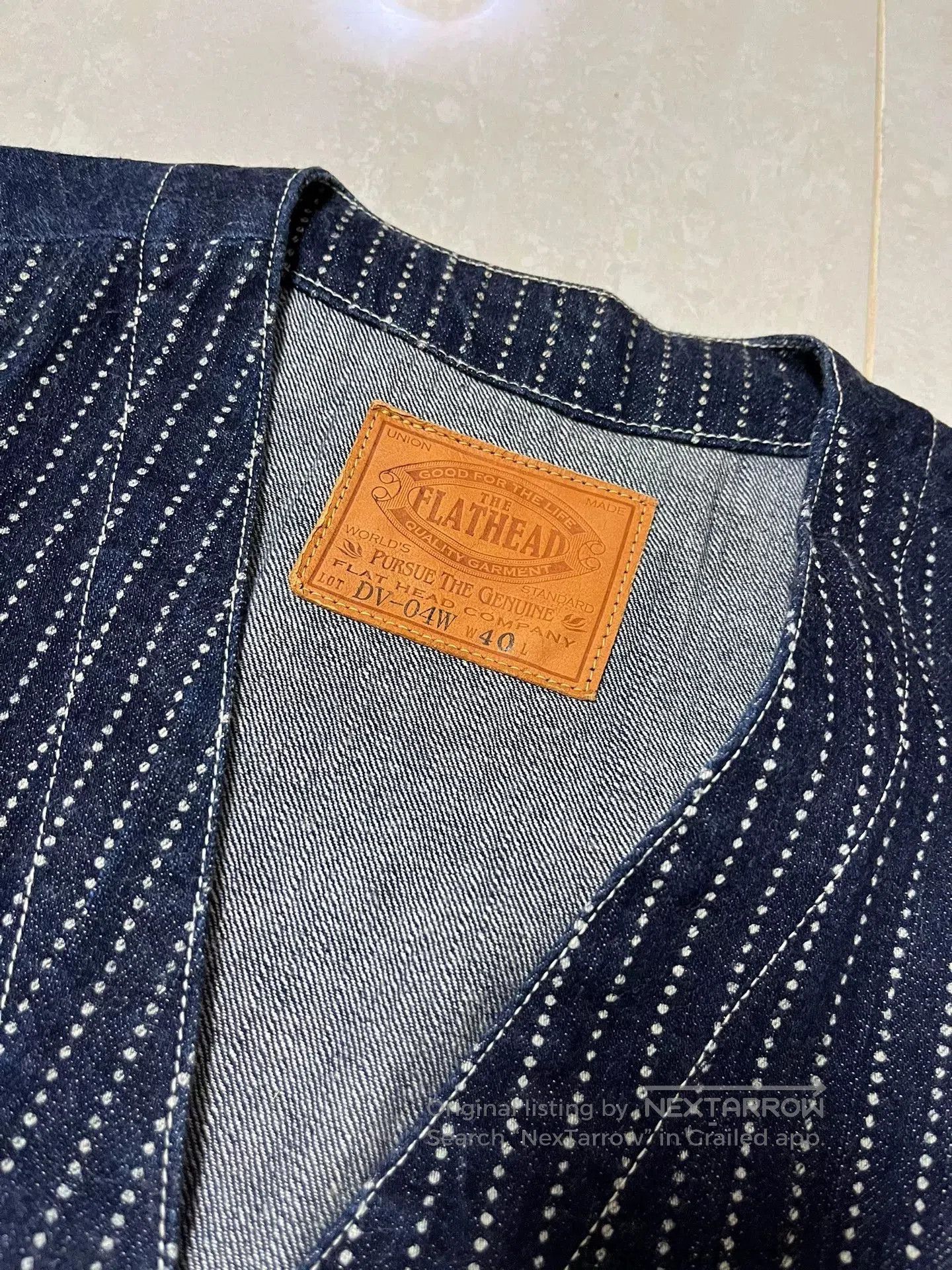 The Flat Head Classic Flat Head Denim Vest in Dark Blue. Size US XXS / EU 40 - 6 Thumbnail