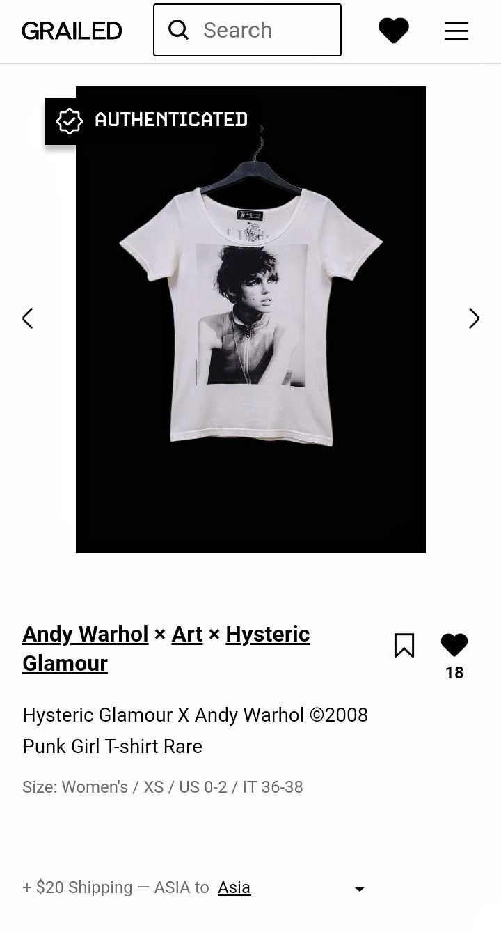 Andy Warhol × Hysteric Glamour Hysteric Glamour X Andy Warhol ©2008 Punk Girl T-shirt Rare Size XS / US 0-2 / IT 36-38 - 24 Thumbnail