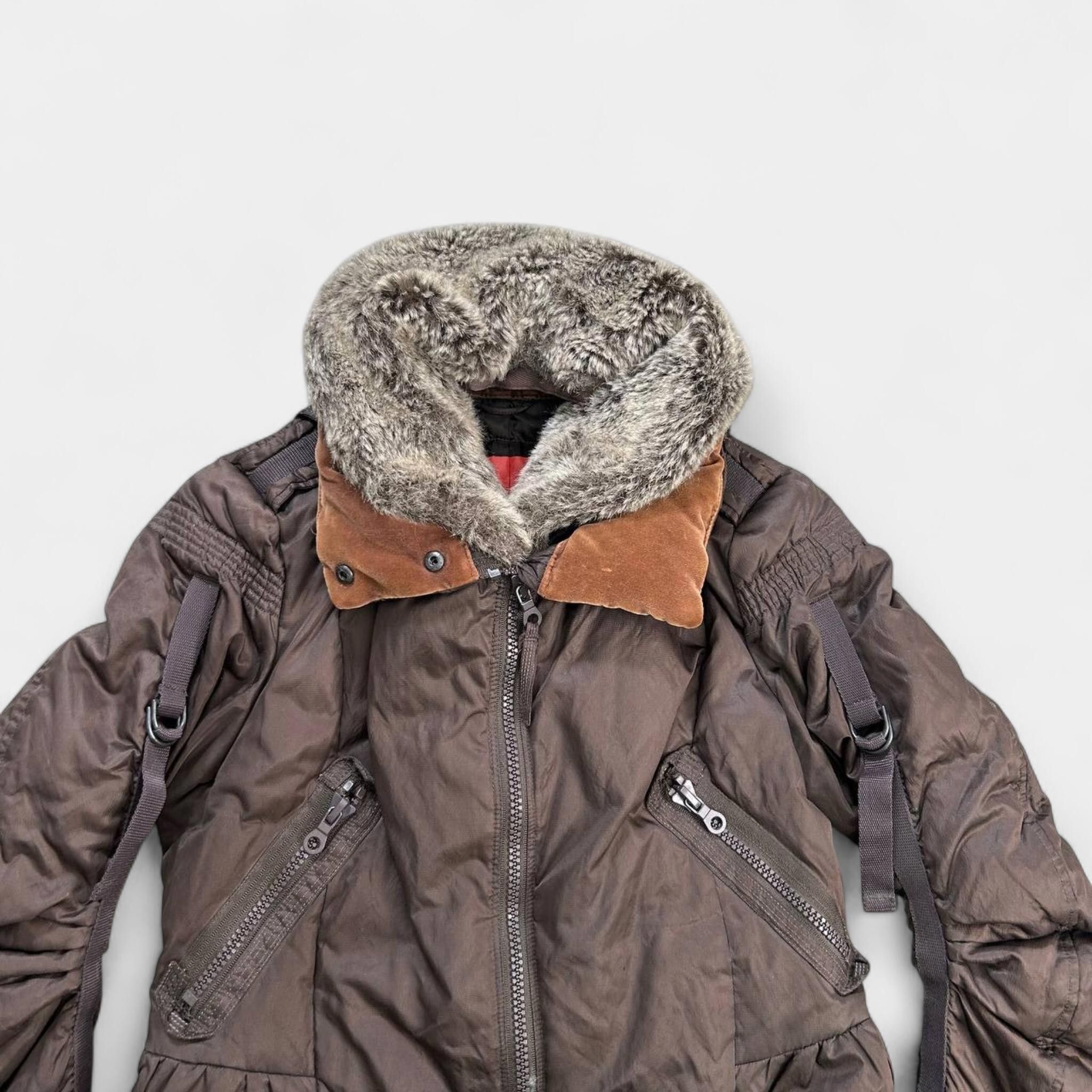Marithe + Francois Girbaud Marithé + François Girbaud Fur Collar Brown Jacket Size M / US 6-8 / IT 42-44 - 2 Thumbnail