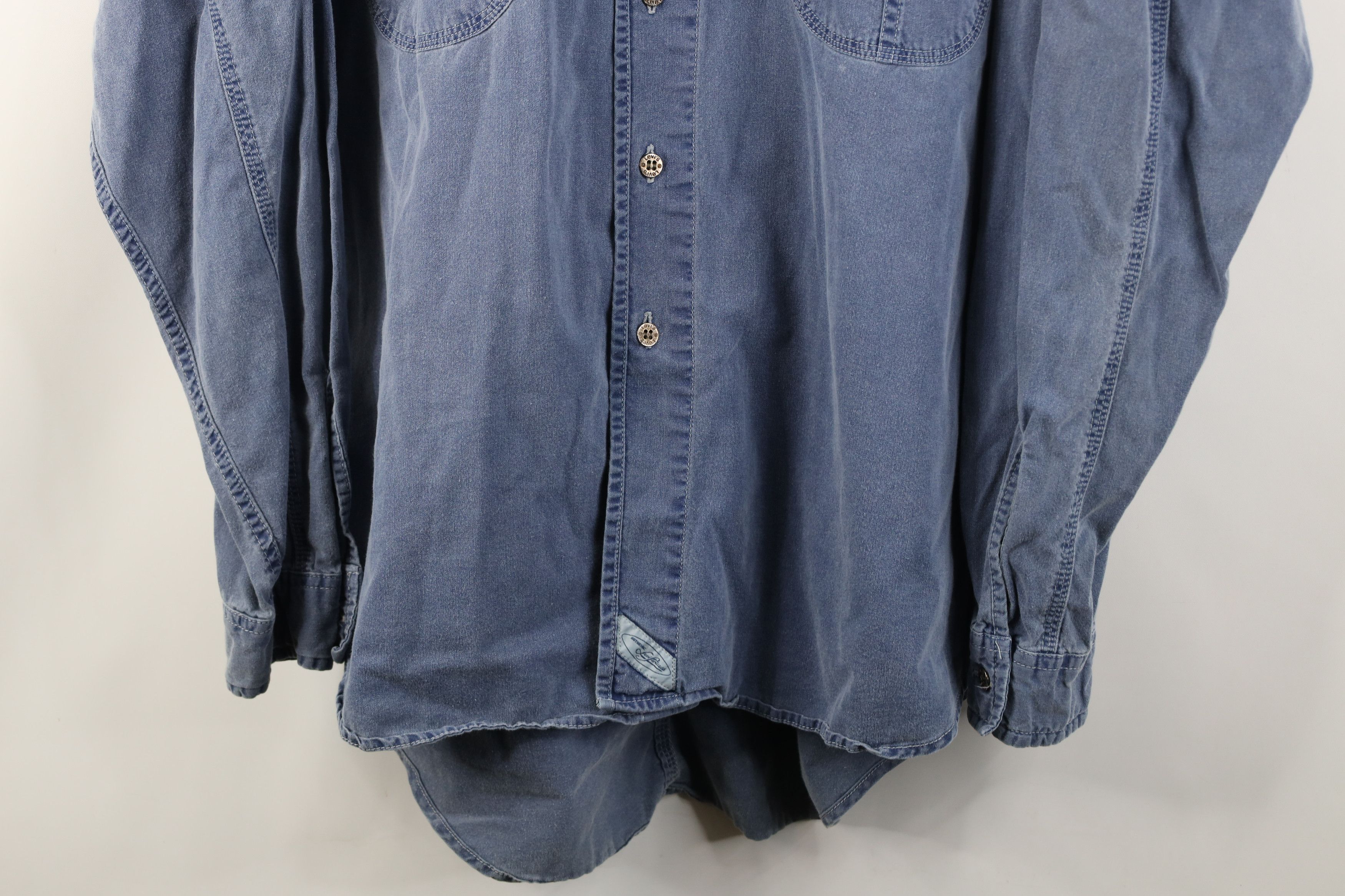 Levi's Vintage 90s Levis Stonewash Baggy Collared Button Shirt Blue Size US L / EU 52-54 / 3 - 3 Thumbnail